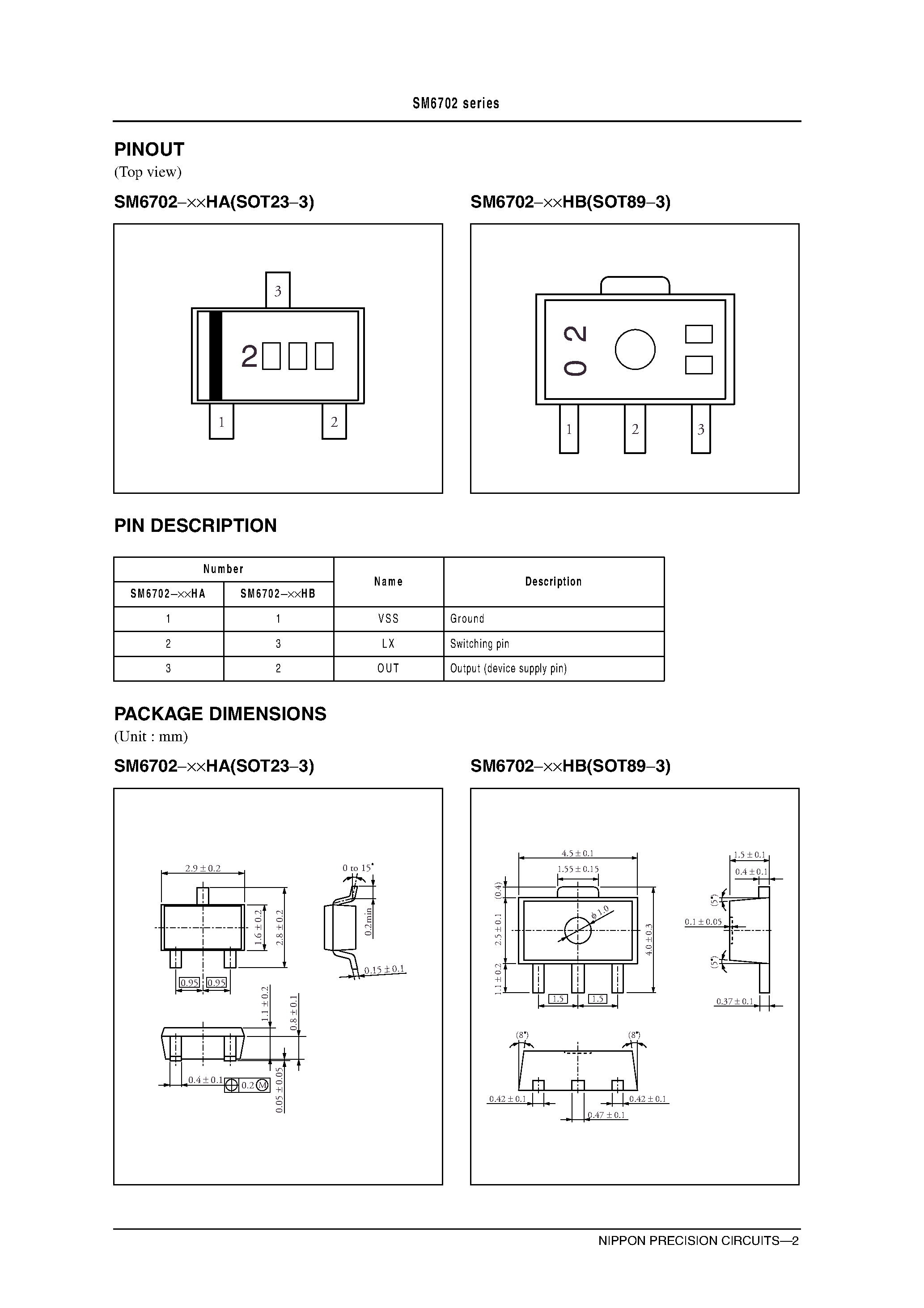 Datasheet SM6702 page 2 Datasheet SM6702 - PFM Step-up DC/DC Converter page 2
