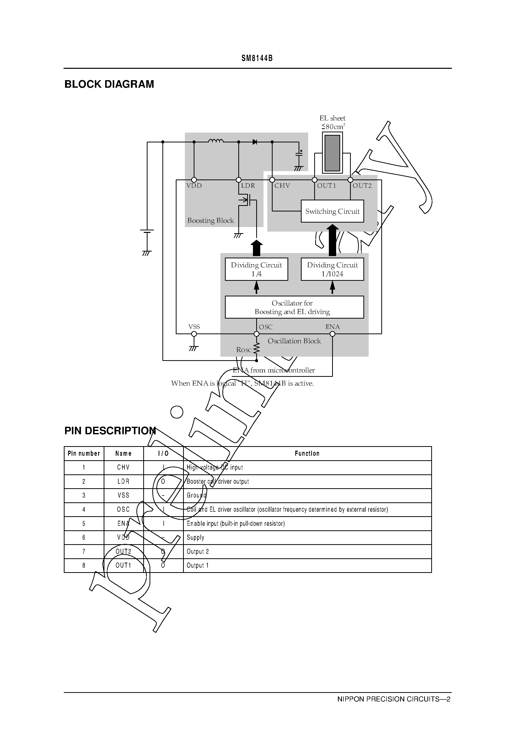 Datasheet SM8144B - EL Sheet Driver page 2