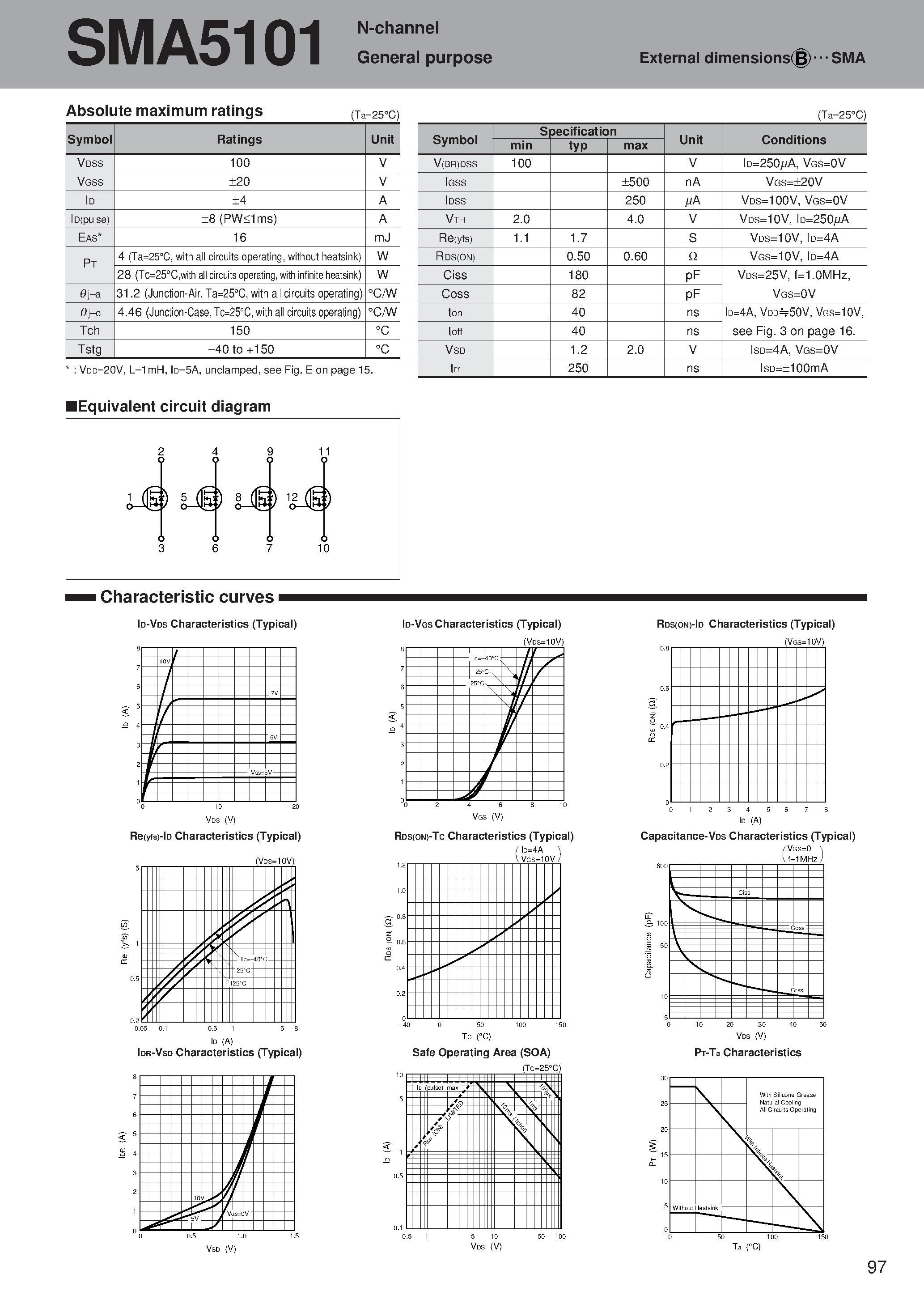 Datasheet SMA5101 page 1 Datasheet SMA5101 - N-channel General purpose page 1