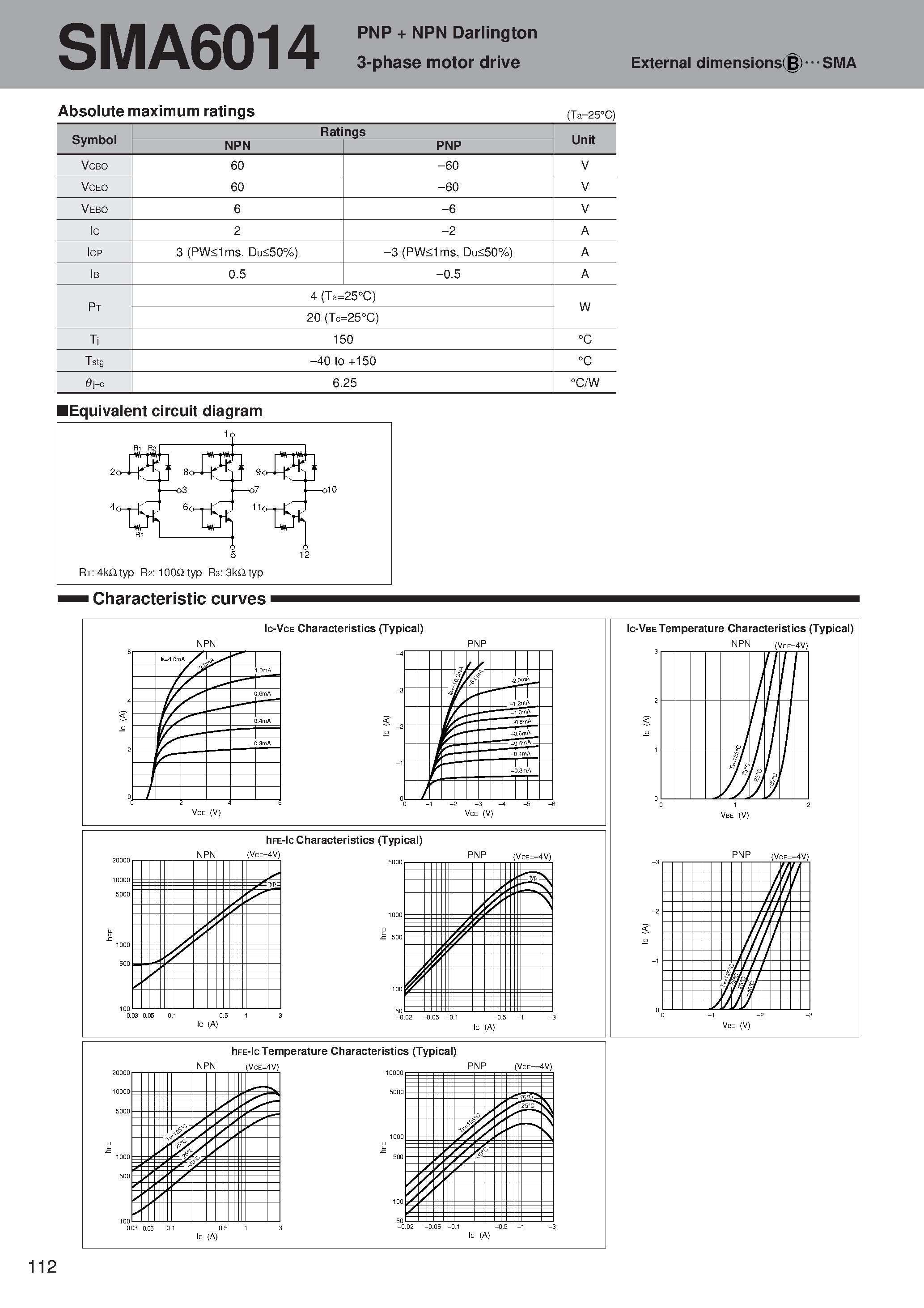 Datasheet SMA6014 - PNP + NPN Darlington 3-phase motor drive page 1
