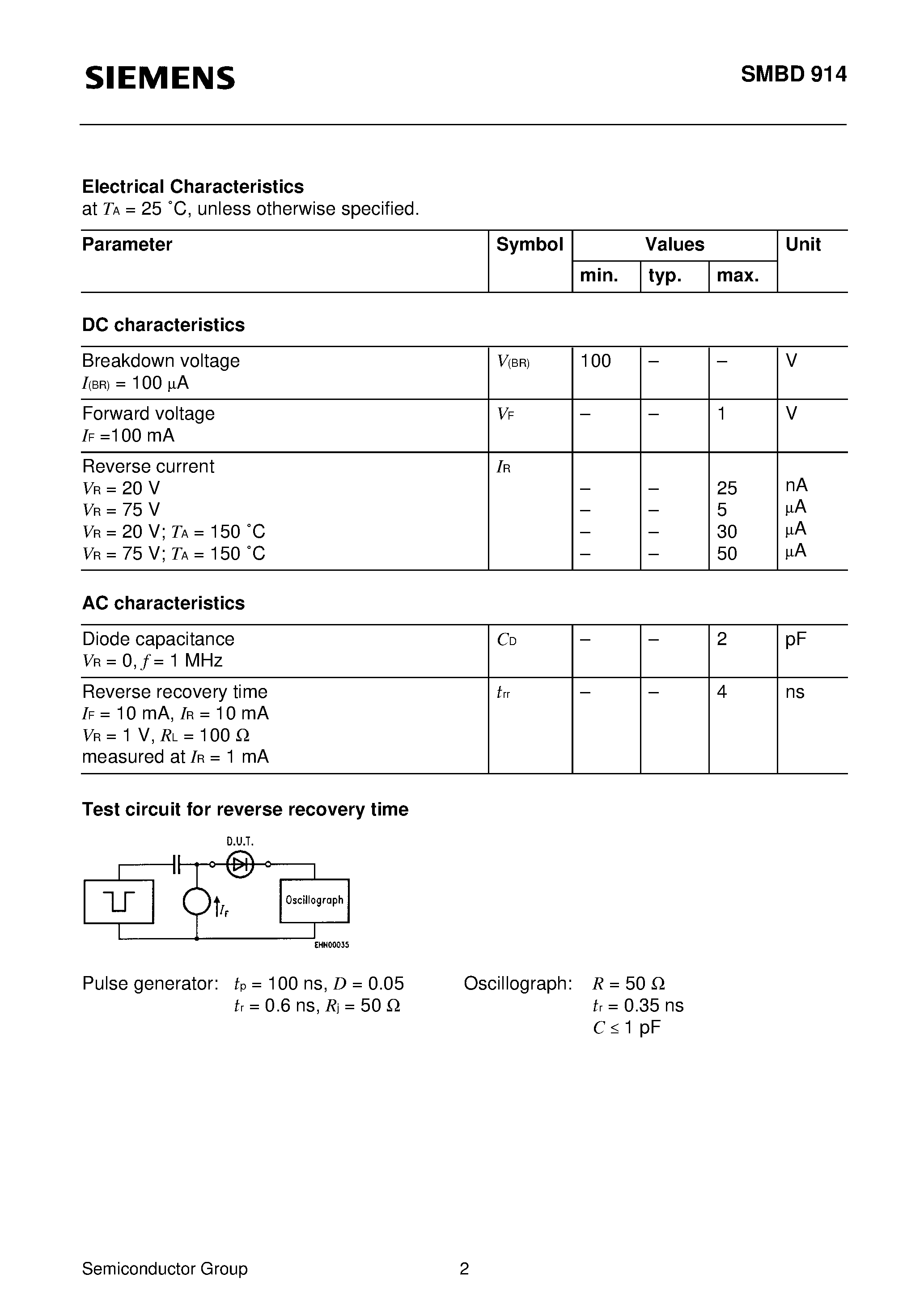 Datasheet SMBD914 page 2 Datasheet SMBD914 - Silicon Switching Diode page 2