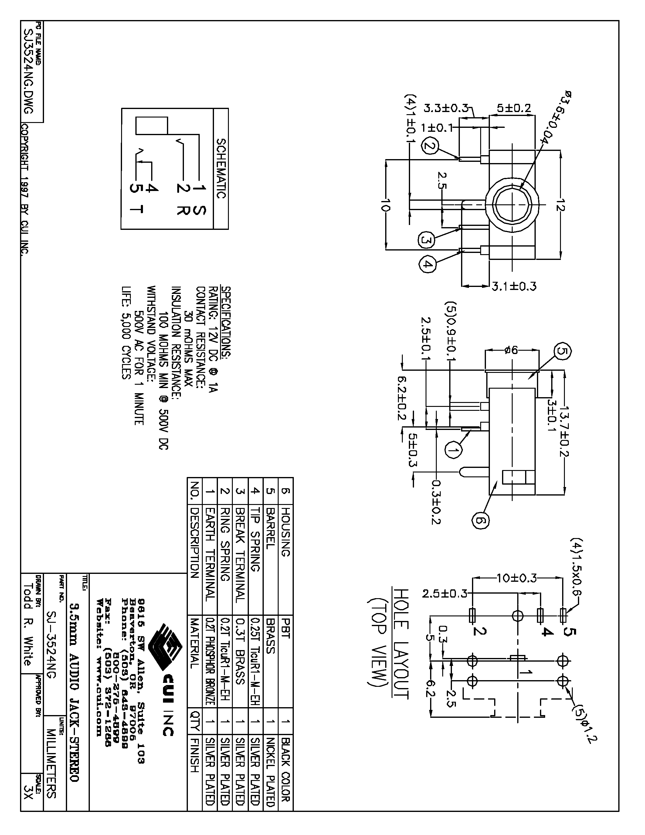 Datasheet SJ-3524NG page 1 Datasheet SJ-3524NG - 3.5MM AUDIO JACK STEREO page 1