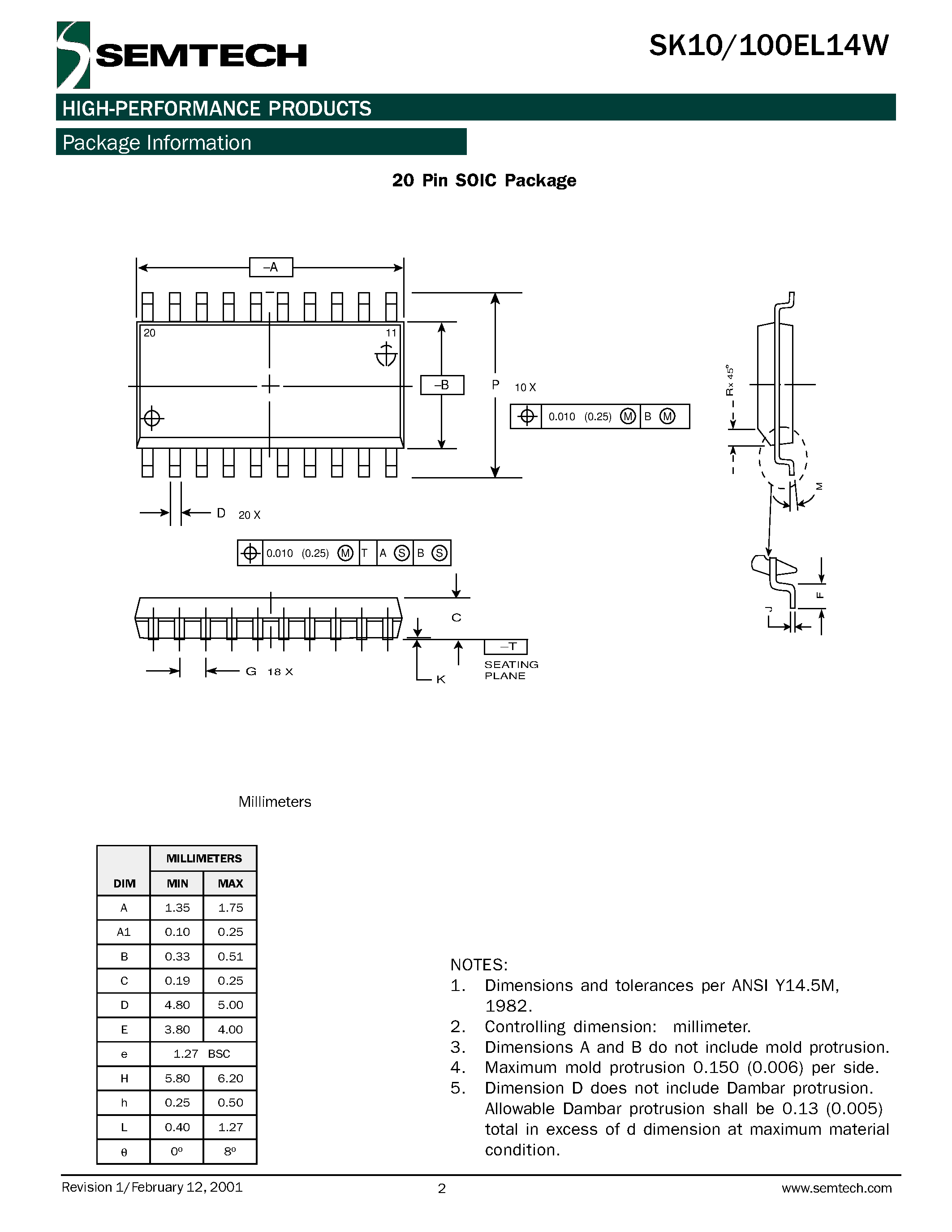 Datasheet SK100EL14W page 2 Datasheet SK100EL14W - 1:5 Clock Distribution Chip page 2