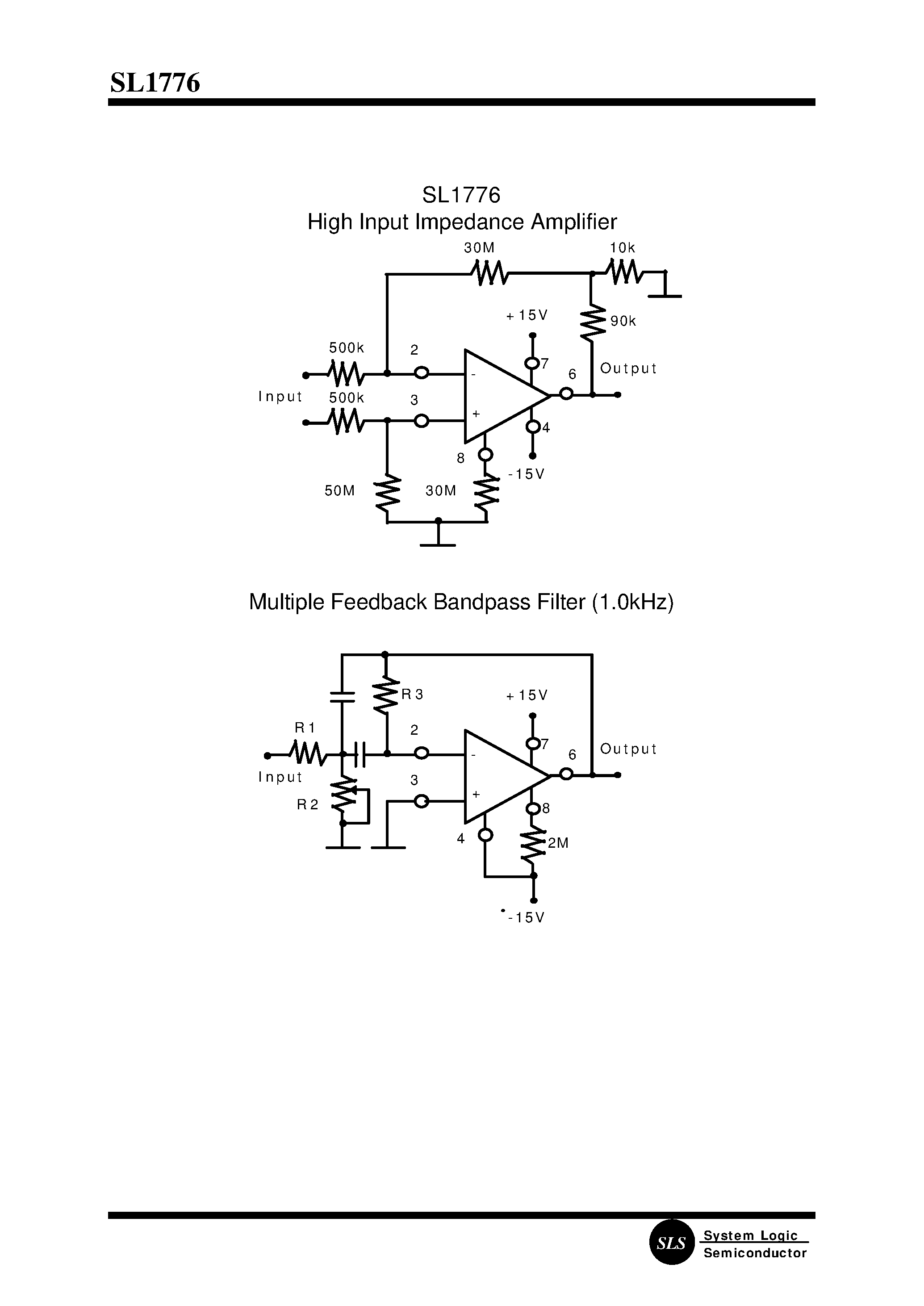 Datasheet SL1776 page 2 Datasheet SL1776 - MICROPOWER PROGRAMMABLE OPERATIONAL AMPLIFIER page 2
