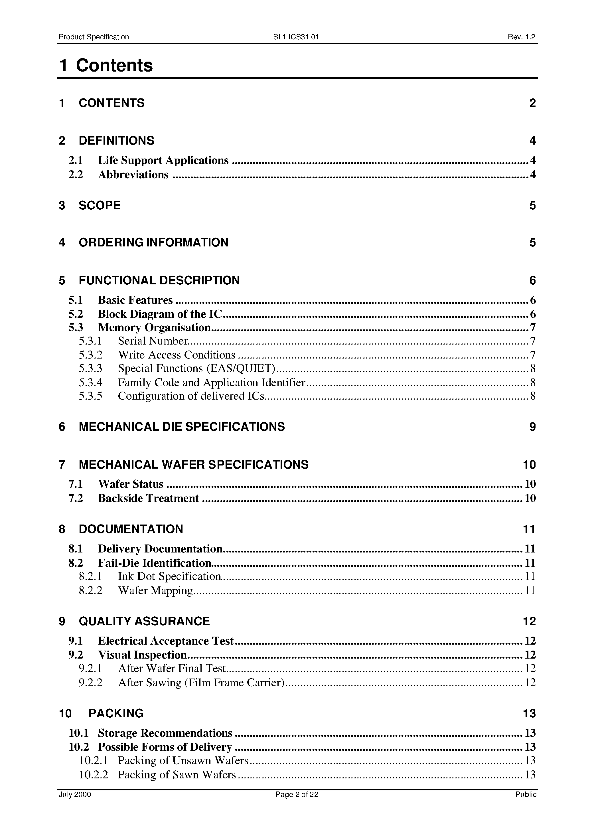 Datasheet SL1ICS3101W - I.CODE1 Label IC 97pF Chip Specification page 2