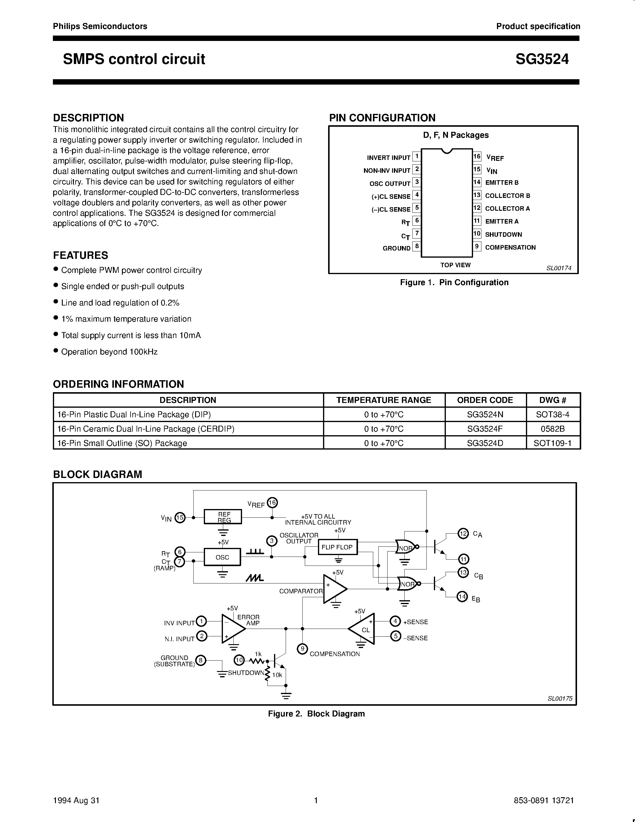 Datasheet SG3524F page 1 Datasheet SG3524F - SMPS control circuit page 1