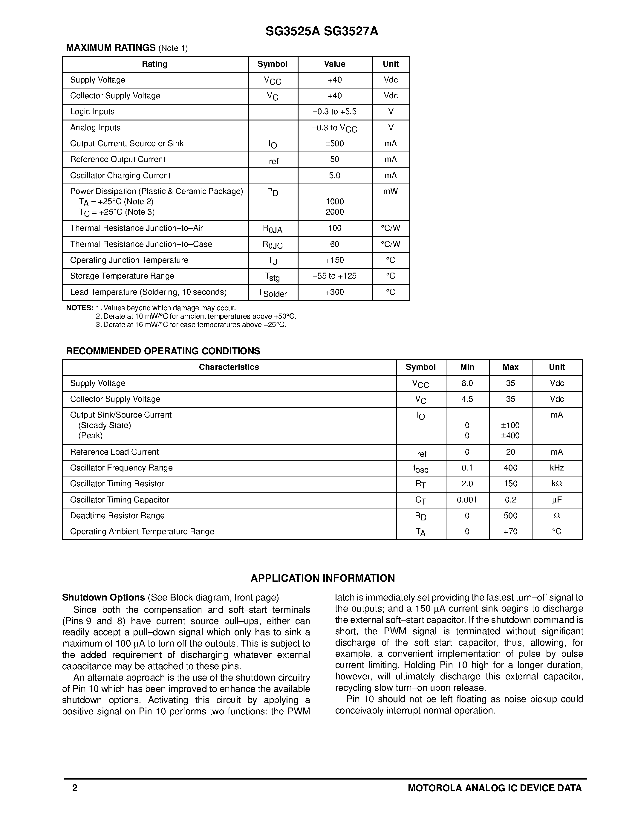 Даташит SG3525 - PULSE WIDTH MODULATOR CONTROL CIRCUITS страница 2