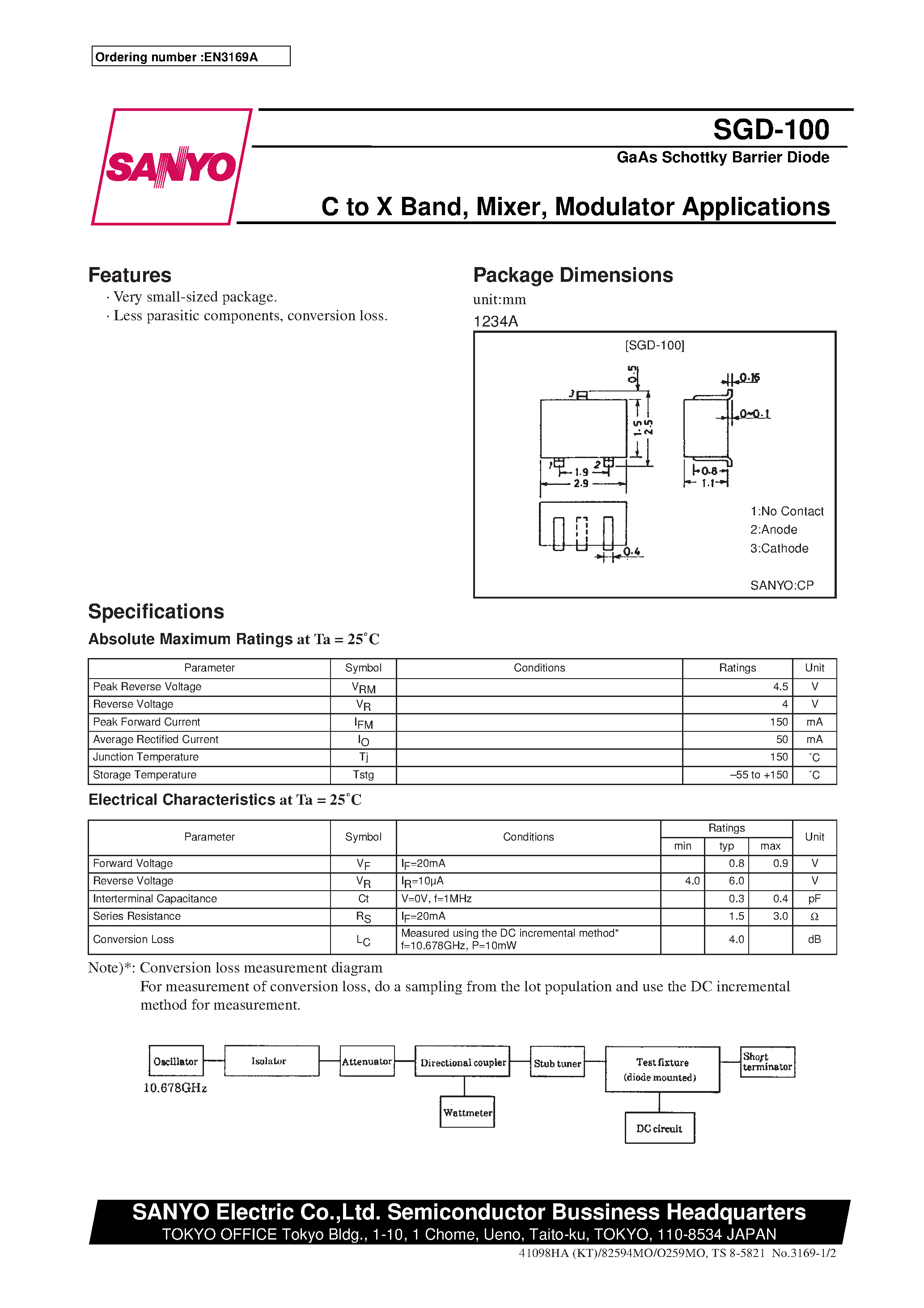 Datasheet SGD-100 - C to X Band/ Mixer/ Modulator Applications page 1