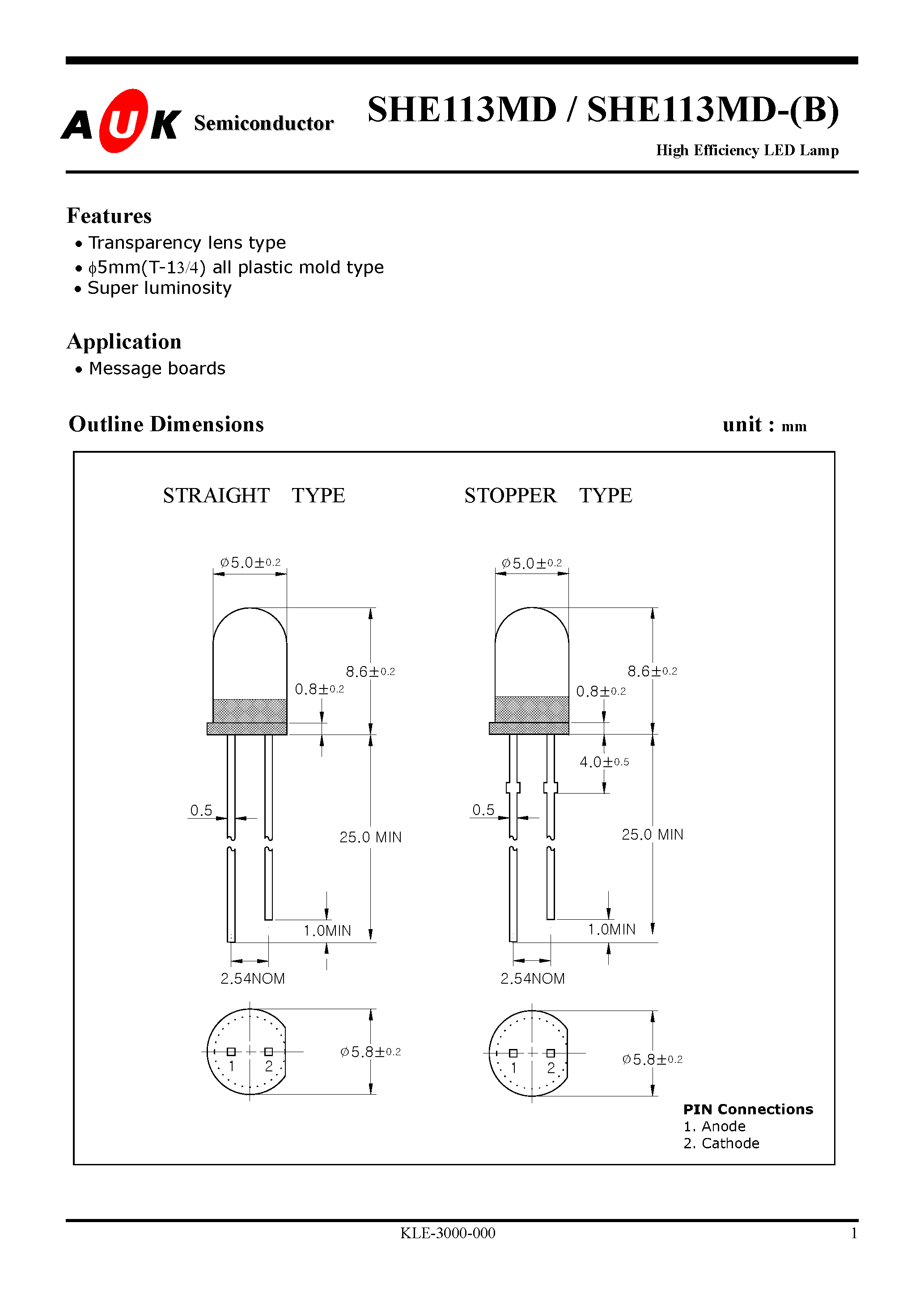 Даташит SHE113MD-(B) - High Efficiency LED Lamp страница 1