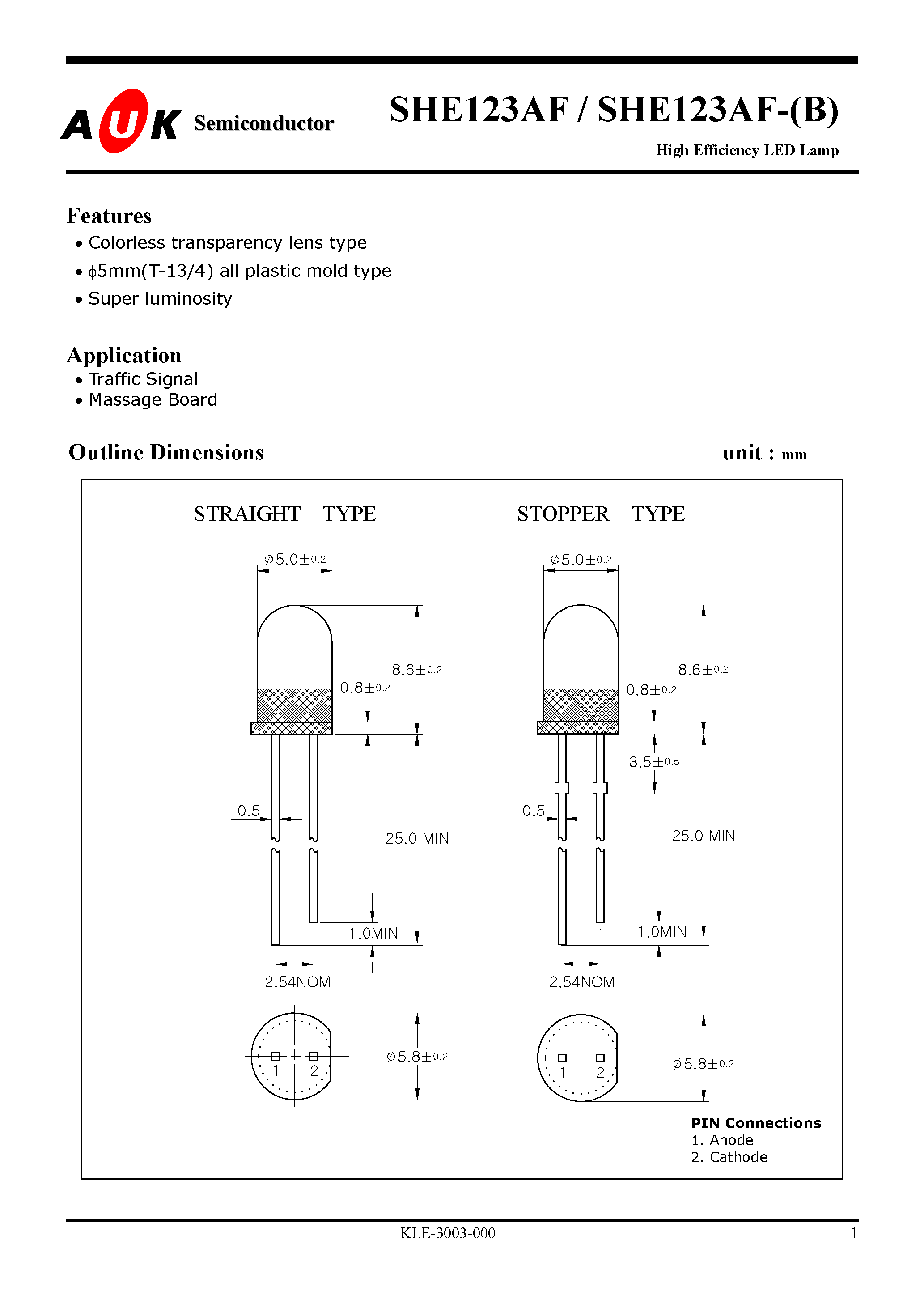 Даташит SHE123AF-(B) - High Efficiency LED Lamp страница 1