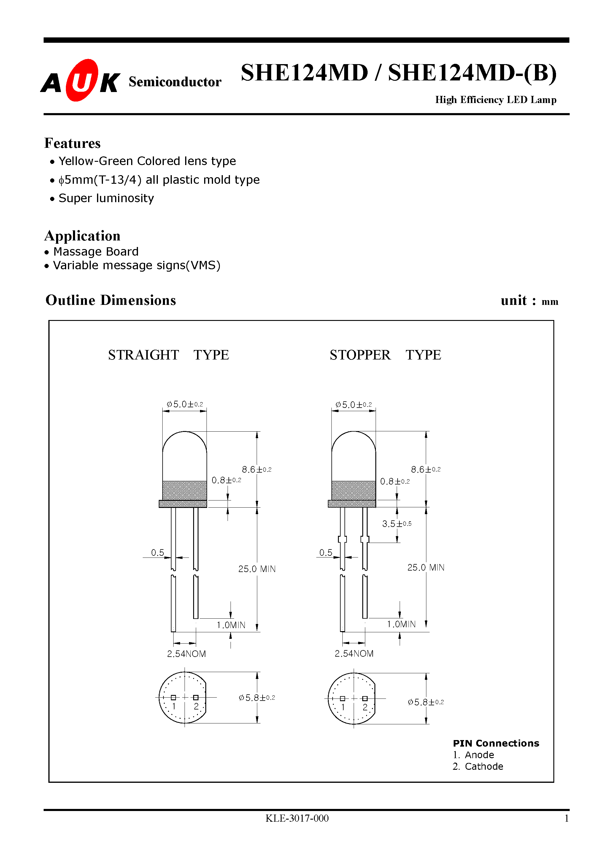 Даташит SHE124MD-(B) - High Efficiency LED Lamp страница 1