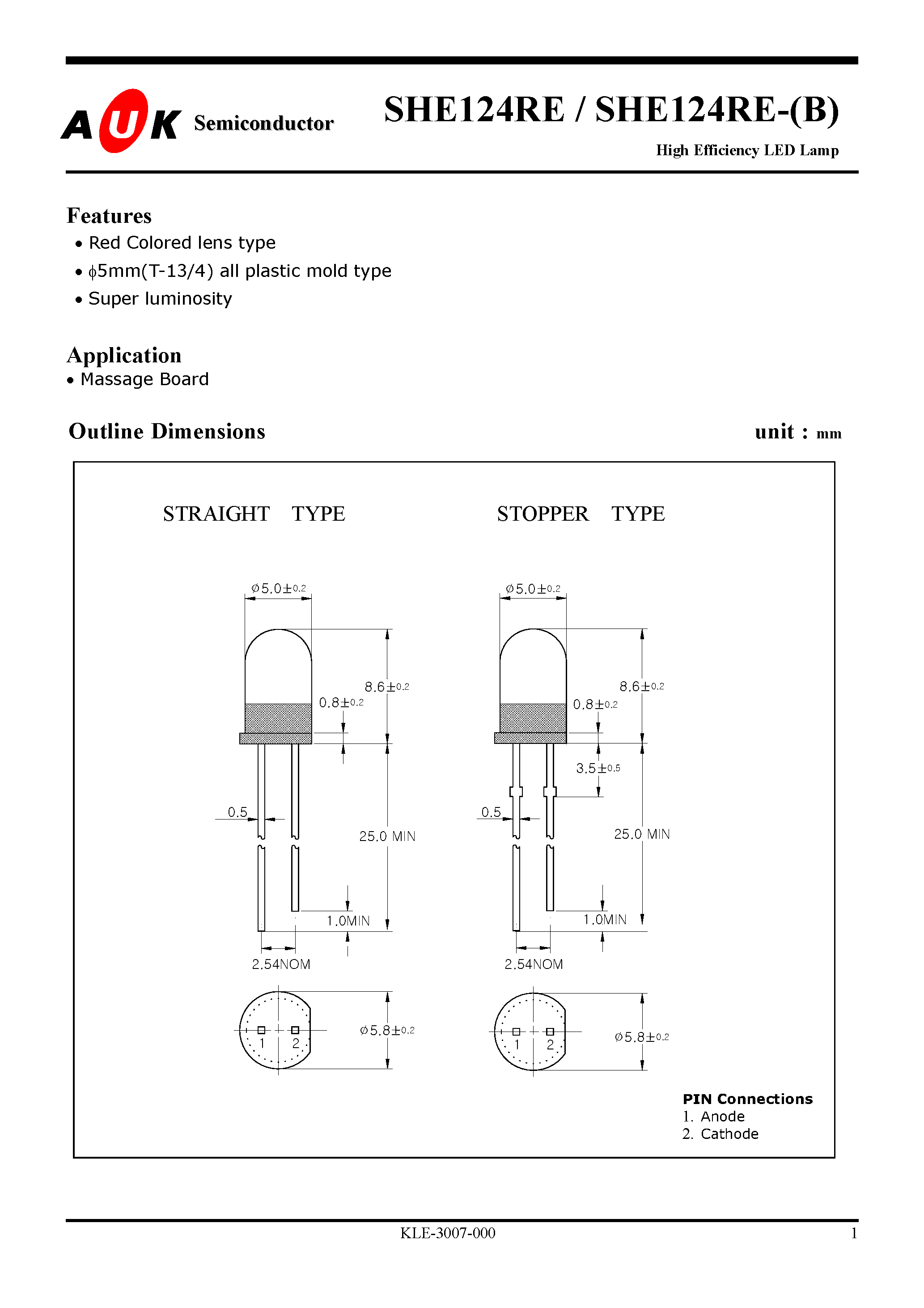 Даташит SHE124RE-(B) - High Efficiency LED Lamp страница 1