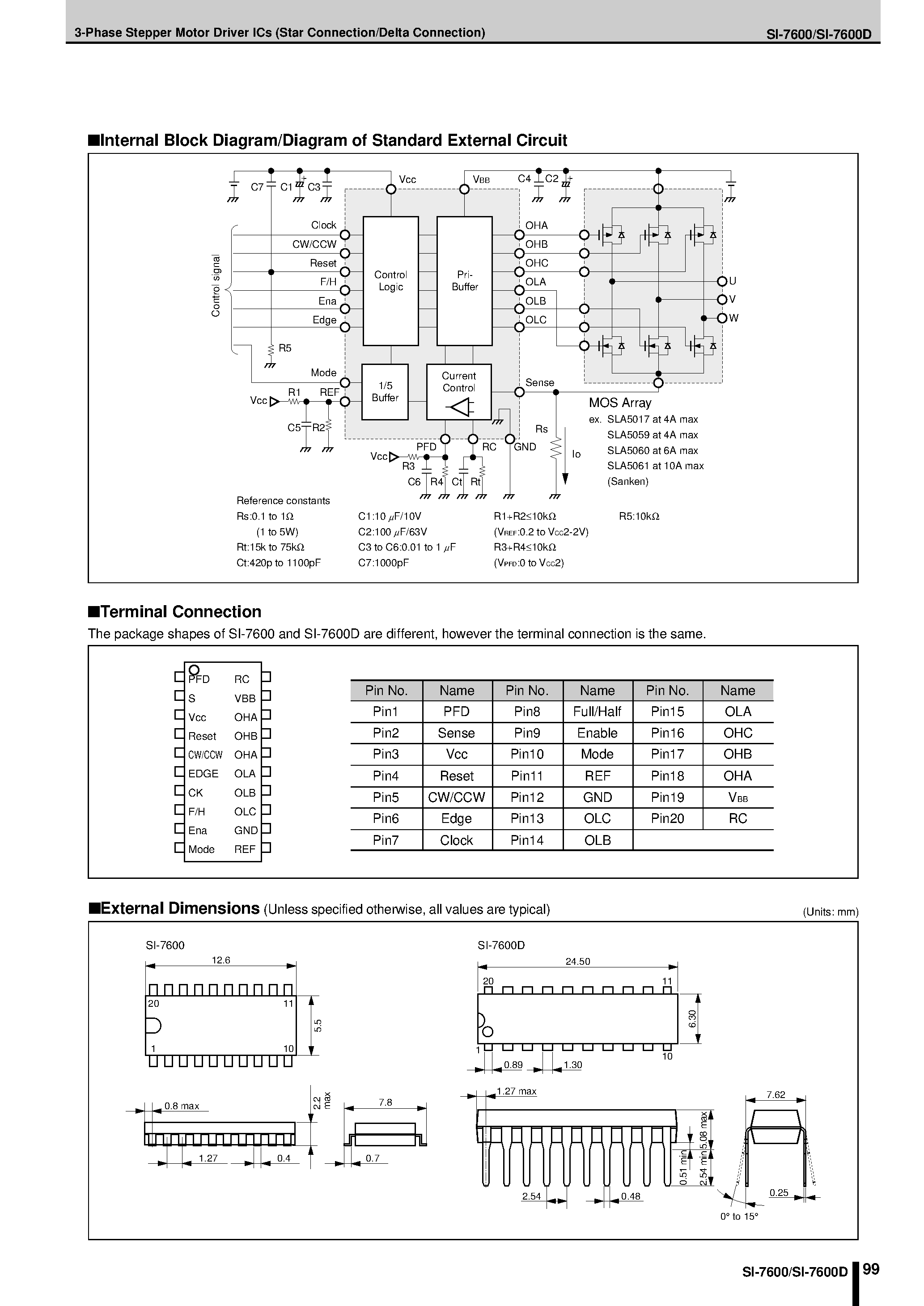 Даташит SI-7600D - 3-Phase Stepper Motor Driver ICs страница 2