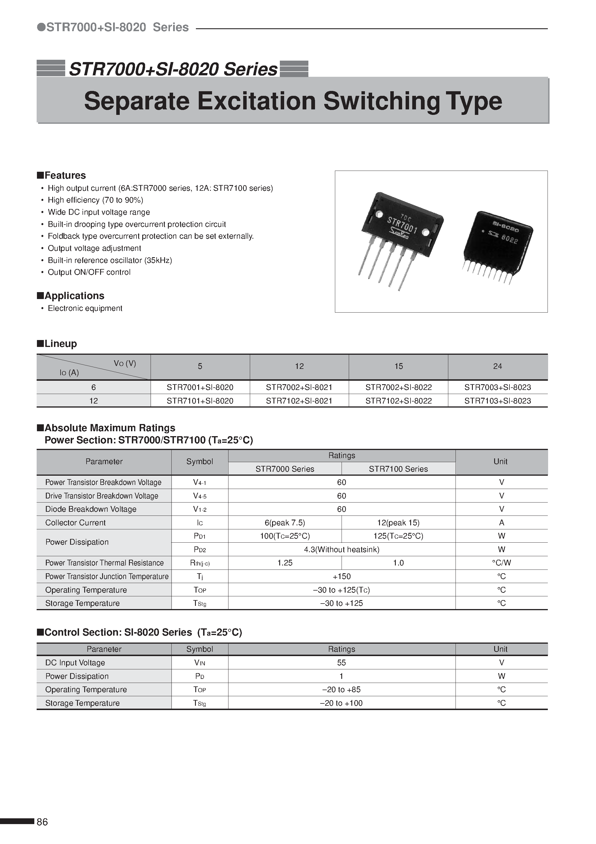 Datasheet SI-8020 page 1 Datasheet SI-8020 - Separate Excitation Switching Type page 1