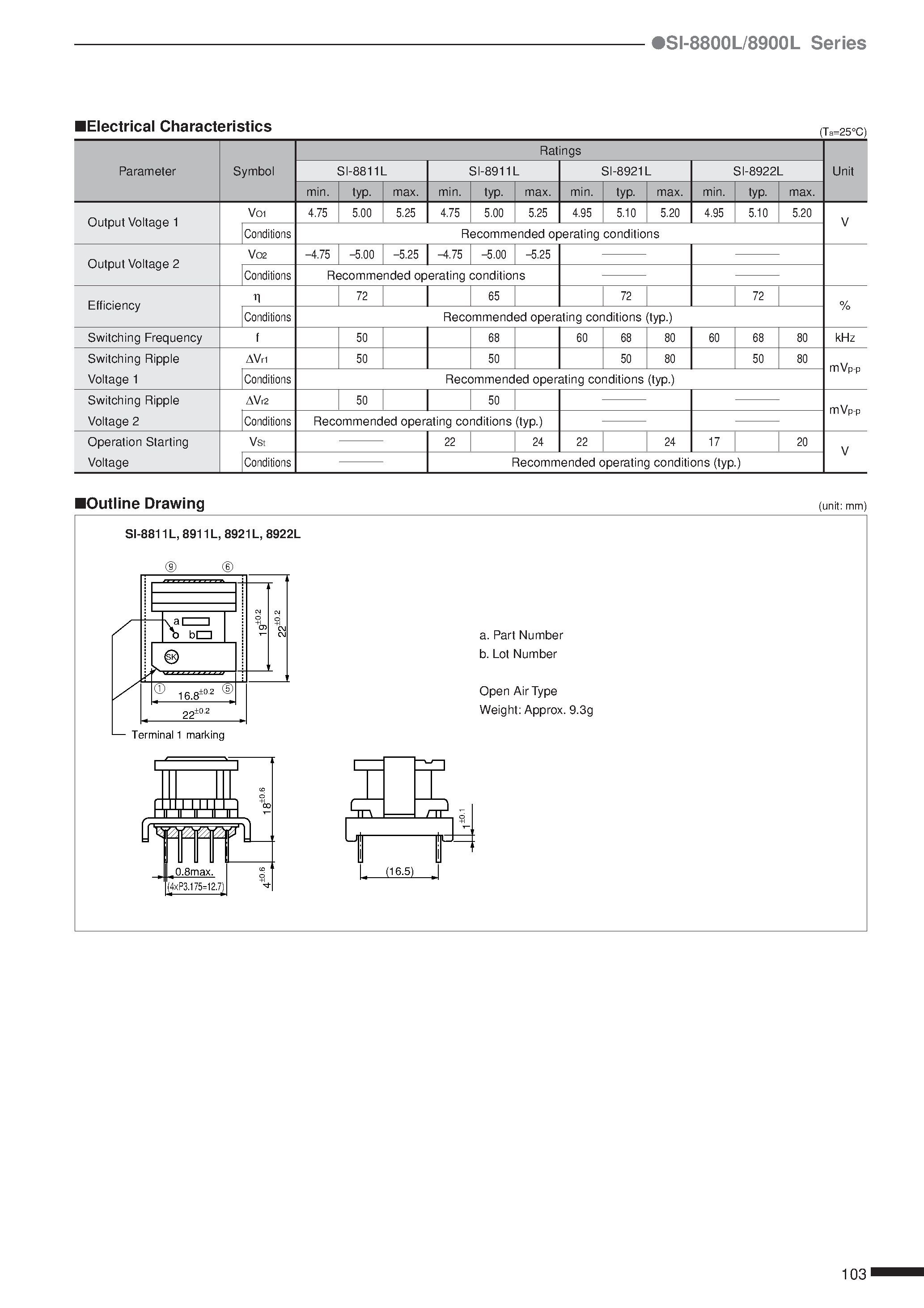 Datasheet SI-8800L page 2 Datasheet SI-8800L - Separate Excitation Switching Type with Transformer page 2