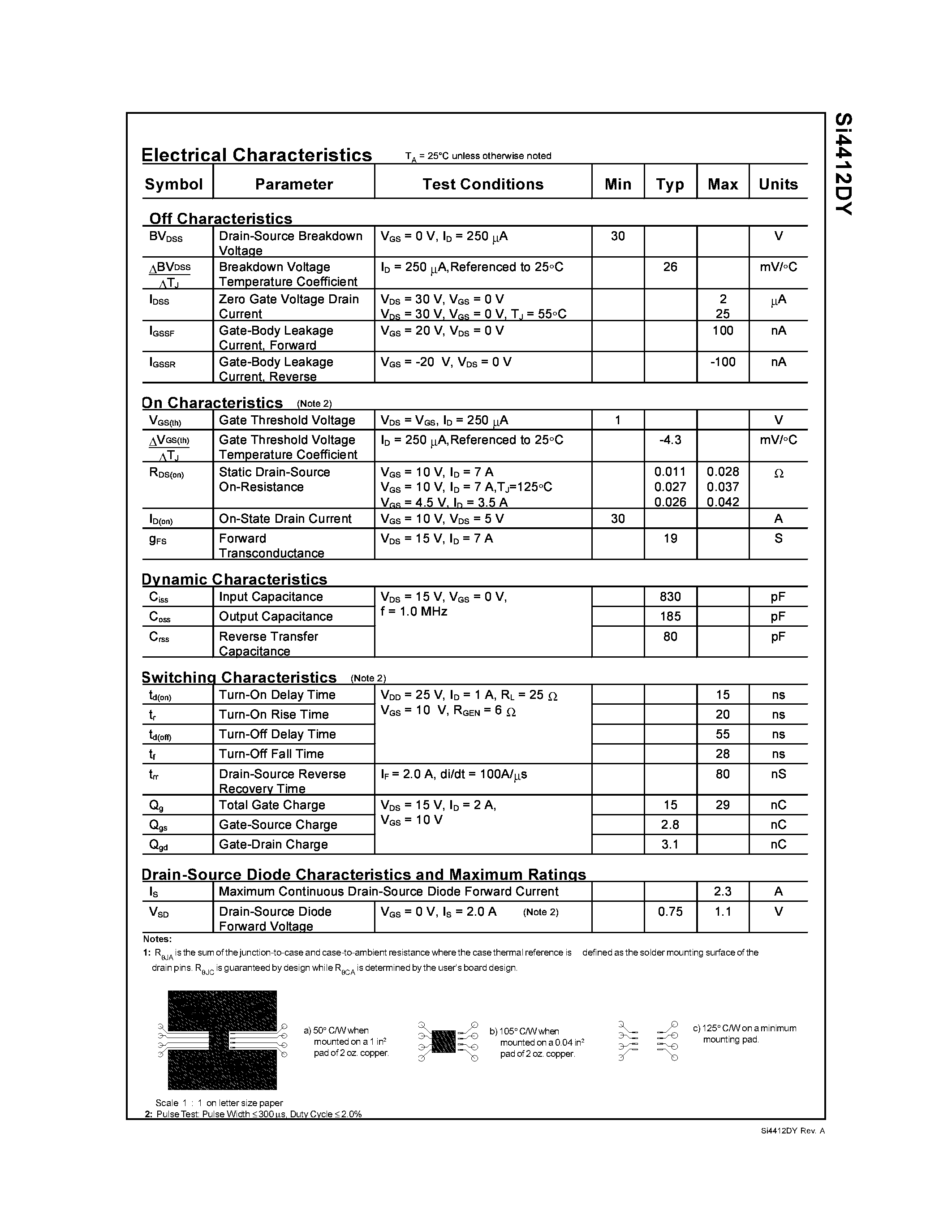 Datasheet SI4412DY - Single N-Channel Logic Level PowerTrench MOSFET page 2