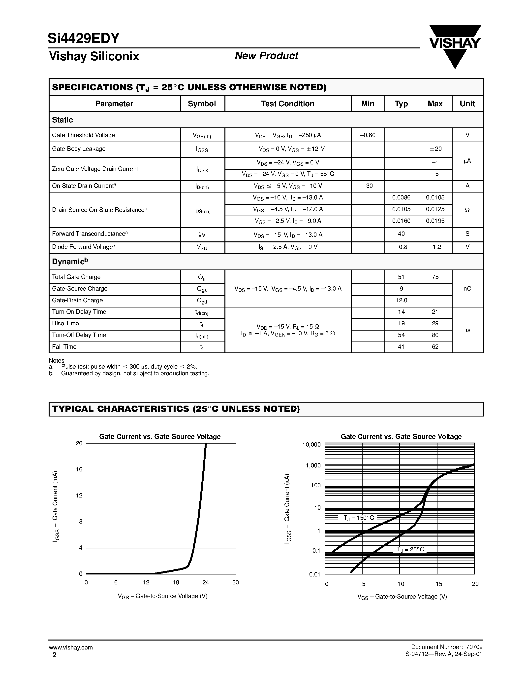 Datasheet SI4429EDY - P-Channel 30-V (D-S) MOSFET page 2