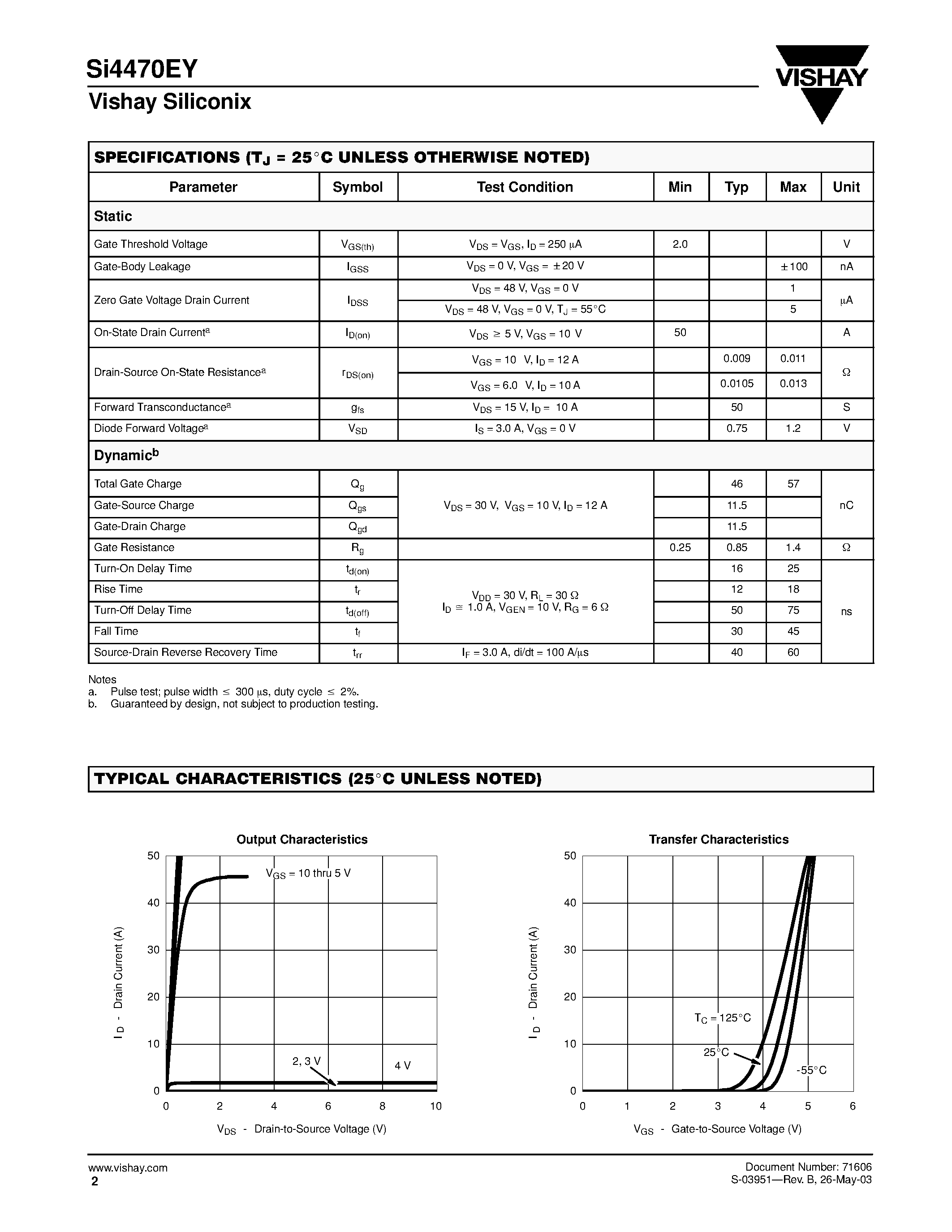 Даташит SI4470EY - N-Channel 60-V (D-S) MOSFET страница 2