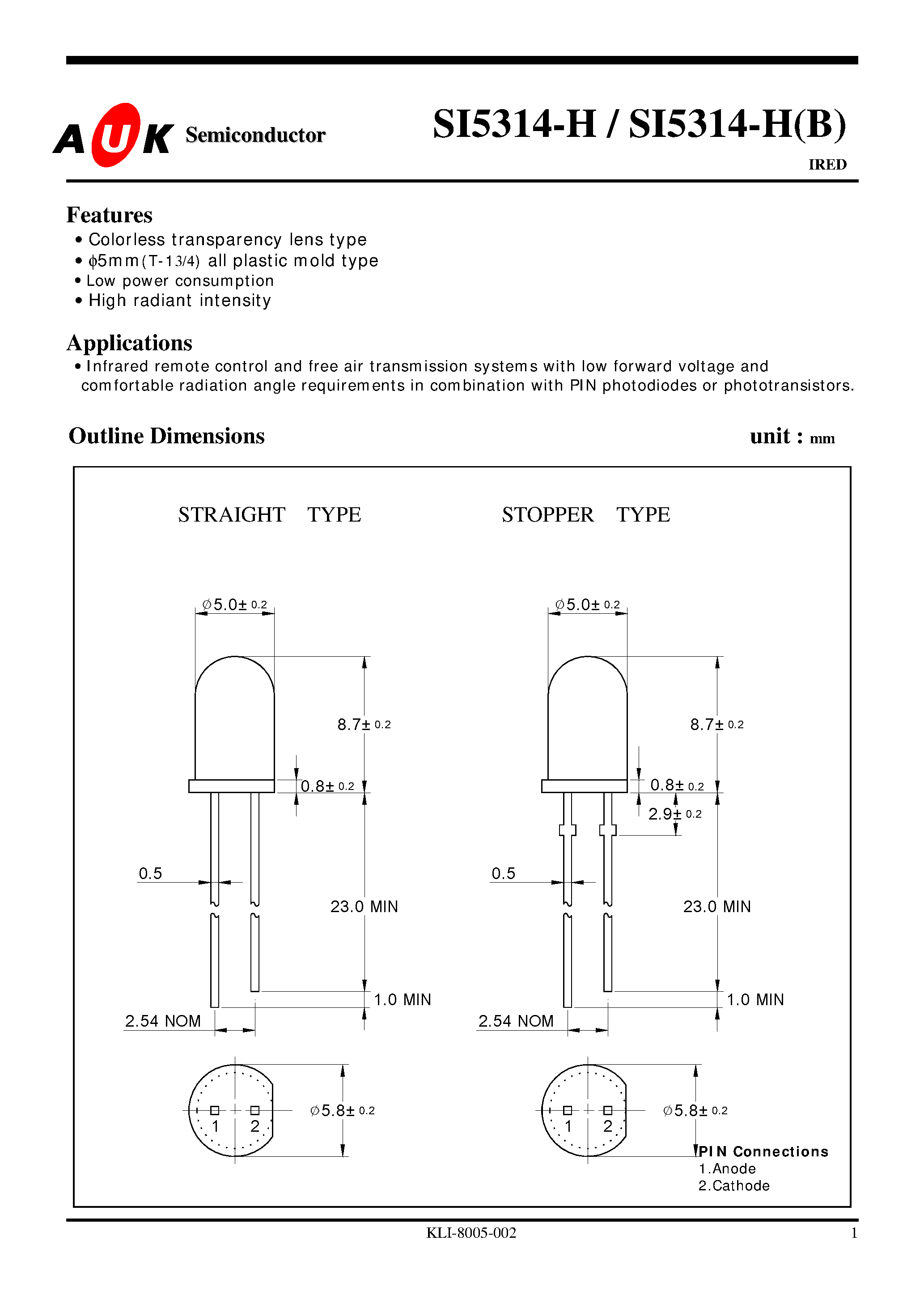 Даташит на микросхему SI5314-H(B) страница 1 Даташит SI5314-H(B) - IRED страница 1