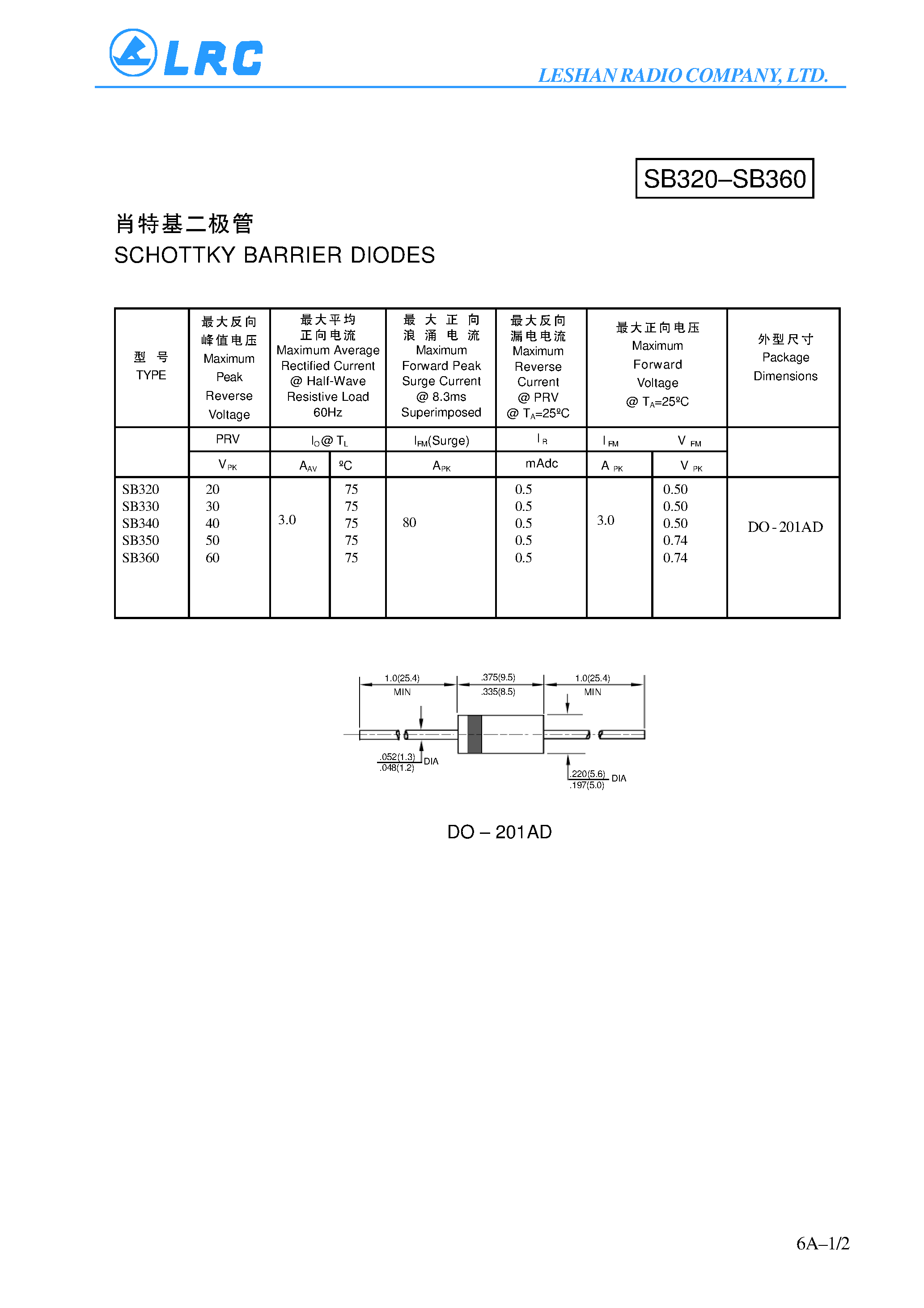 Даташит на микросхему SB330 страница 1 Даташит SB330 - SCHOTTKY BARRIER DIODES страница 1
