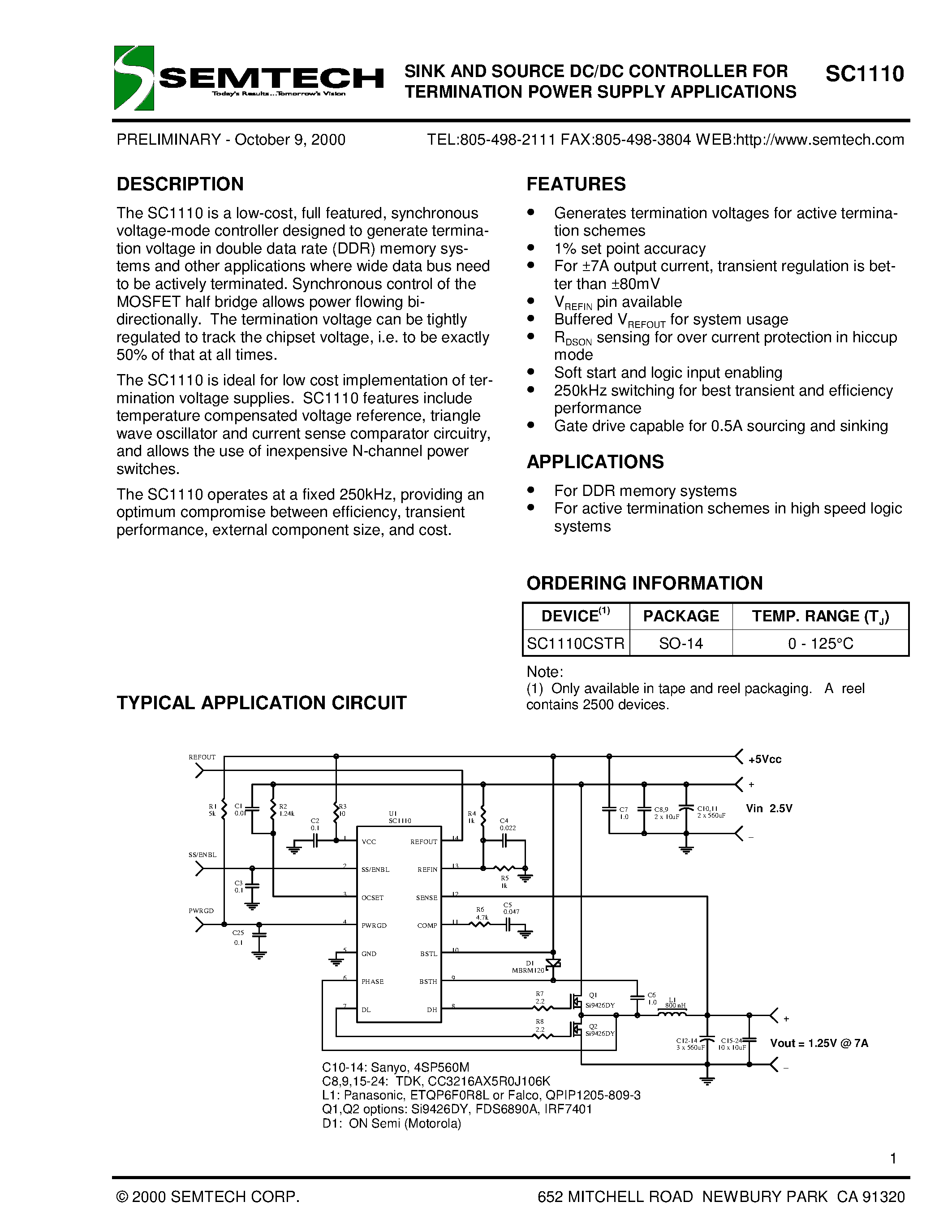 Datasheet SC111 - 0.8AMP POSITIVE VOLTAGE REGULATOR page 1