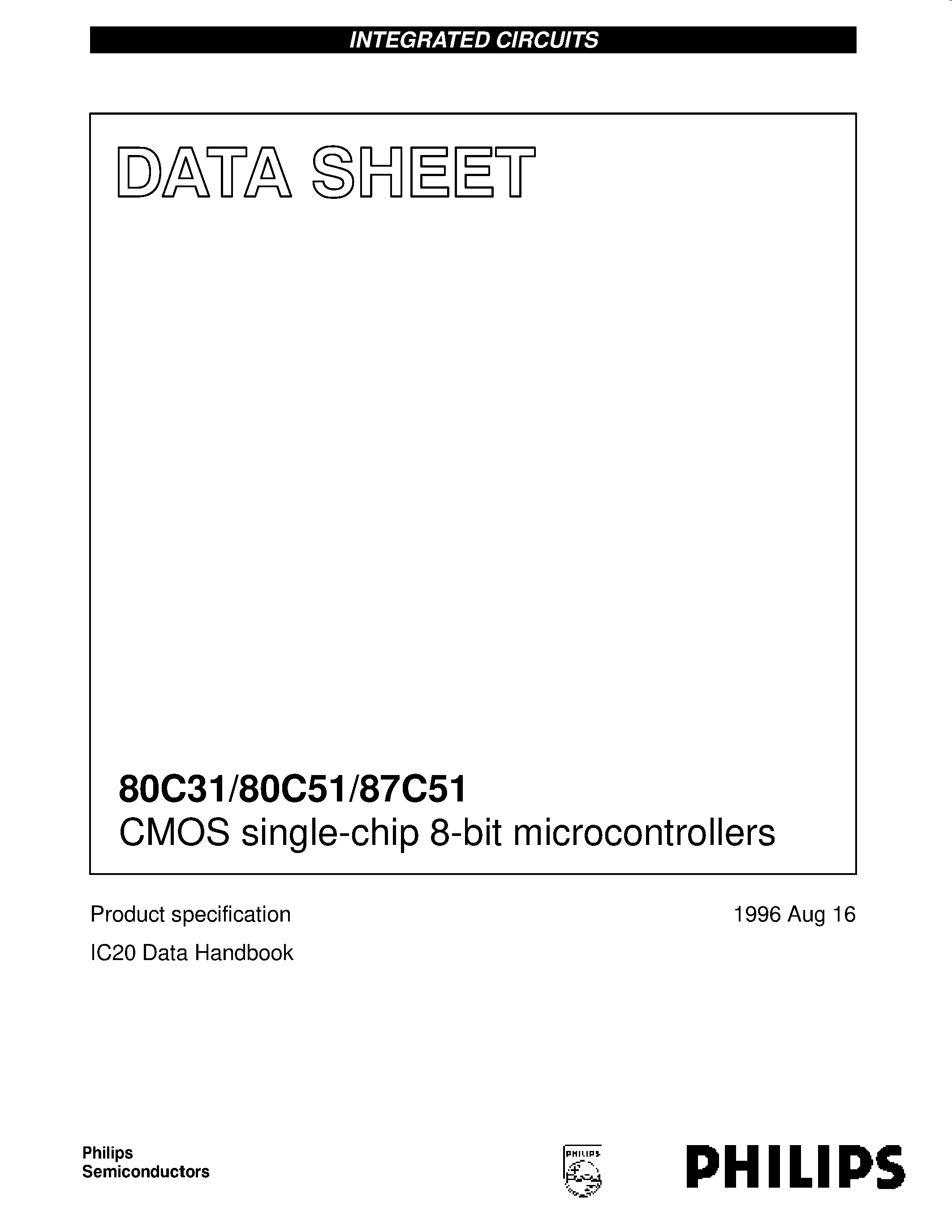 Datasheet SC80C51BCGB44 - CMOS single-chip 8-bit microcontrollers page 1