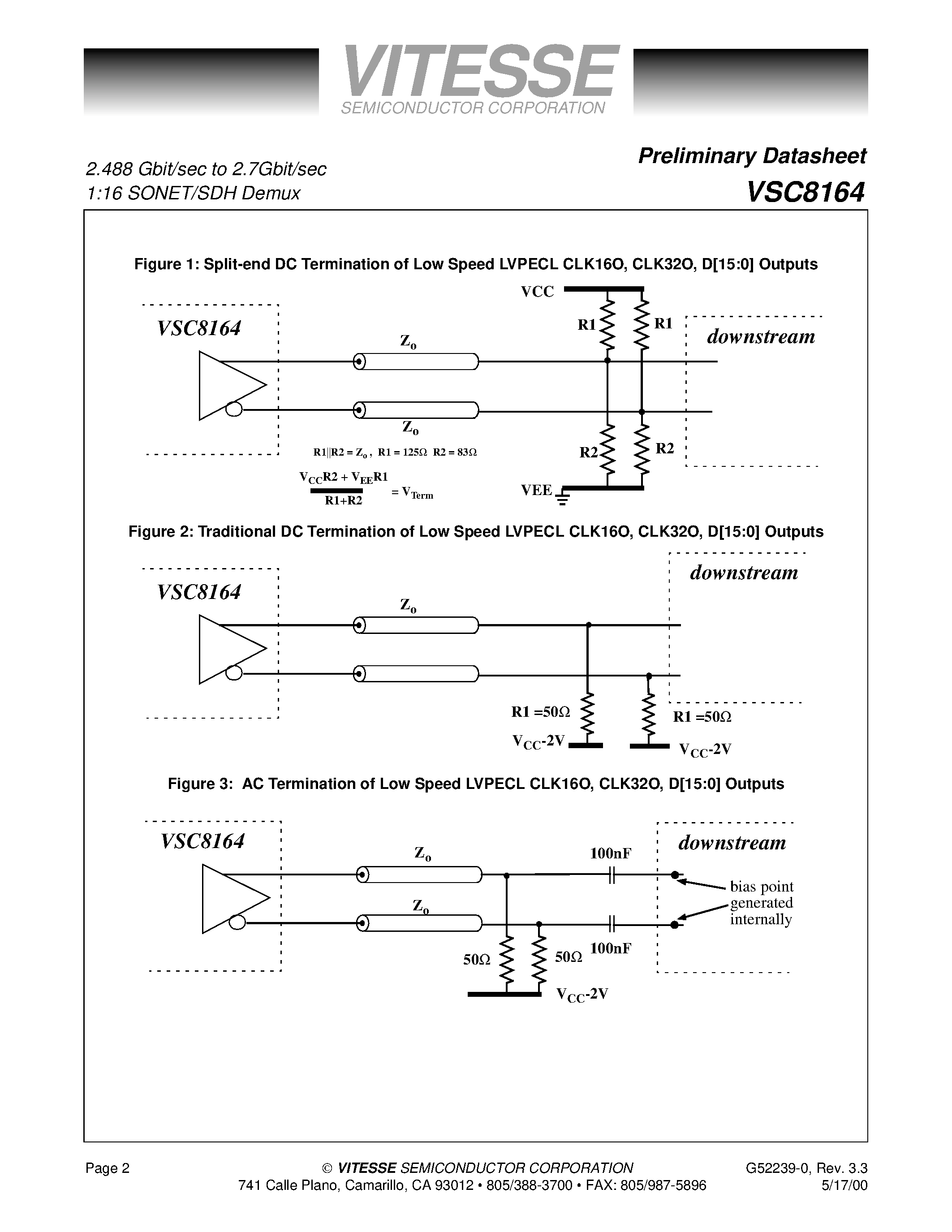 Datasheet SC8164 - 2.488 Gbit/sec to 2.7Gbit/sec 1:16 SONET/SDH Demux page 2