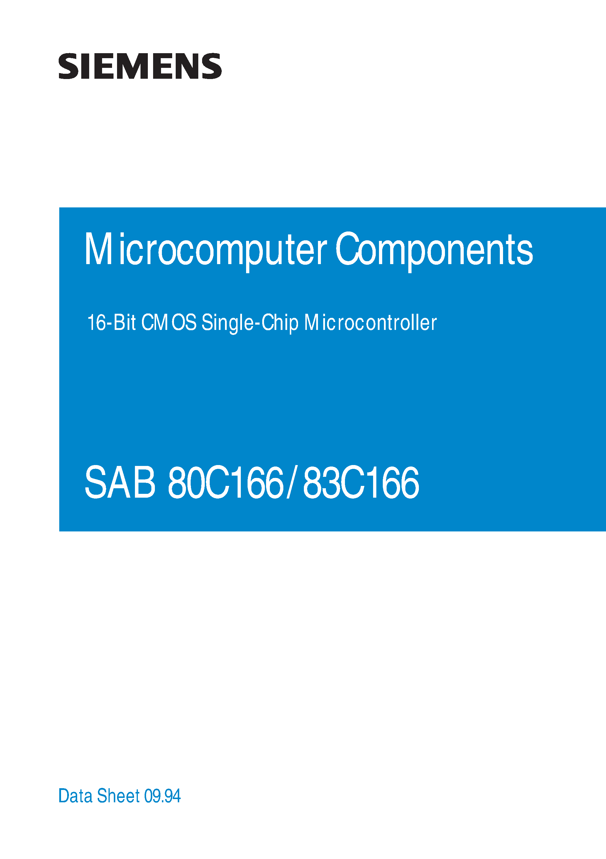 Даташит SAB80C166-M-T3 - 16-Bit CMOS Single-Chip Microcontroller страница 1