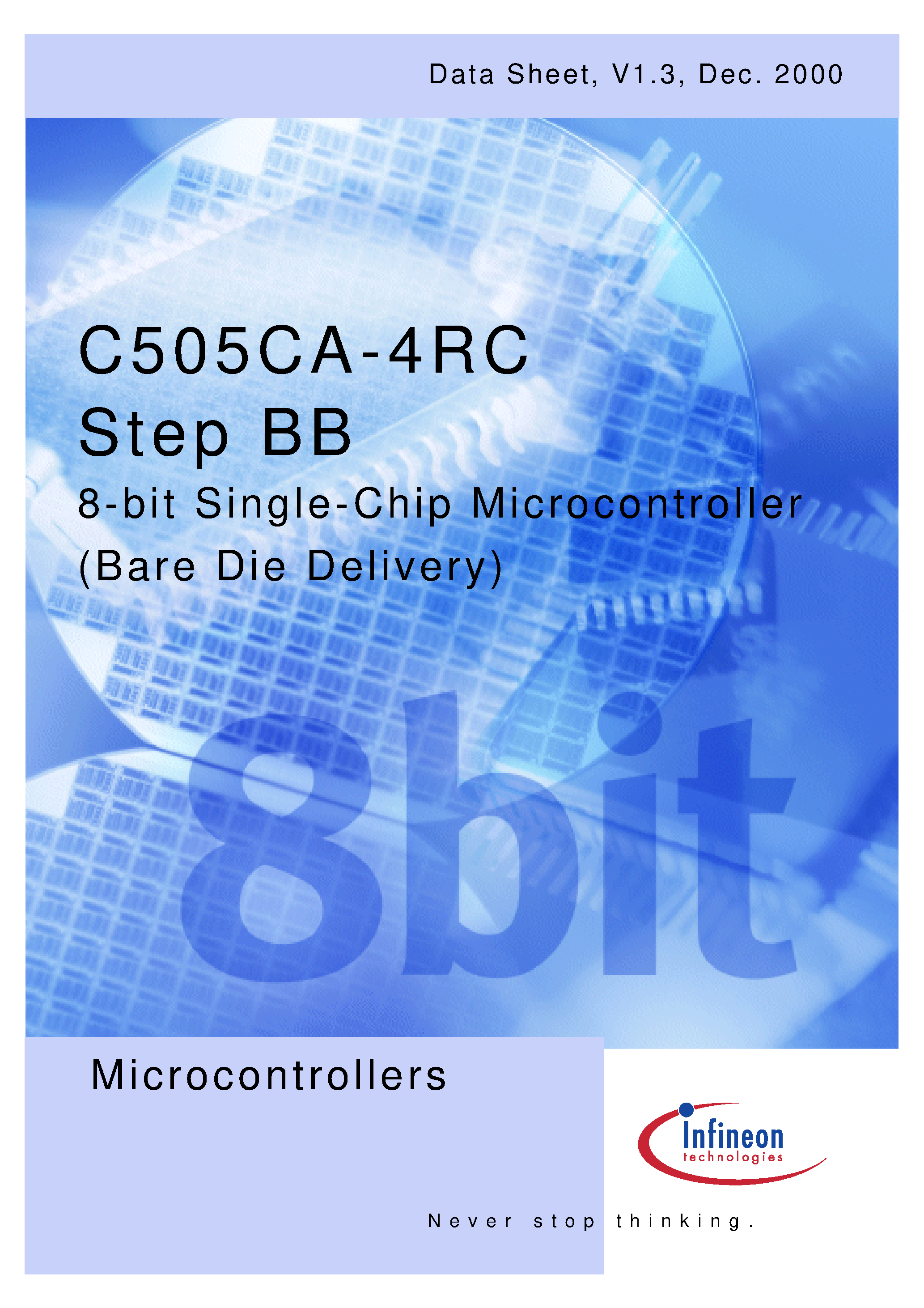 Даташит на микросхему SAK-C505CA-4RC страница 1 Даташит SAK-C505CA-4RC - 8-bit Single-Chip Microcontroller (Bare Die Delivery) страница 1