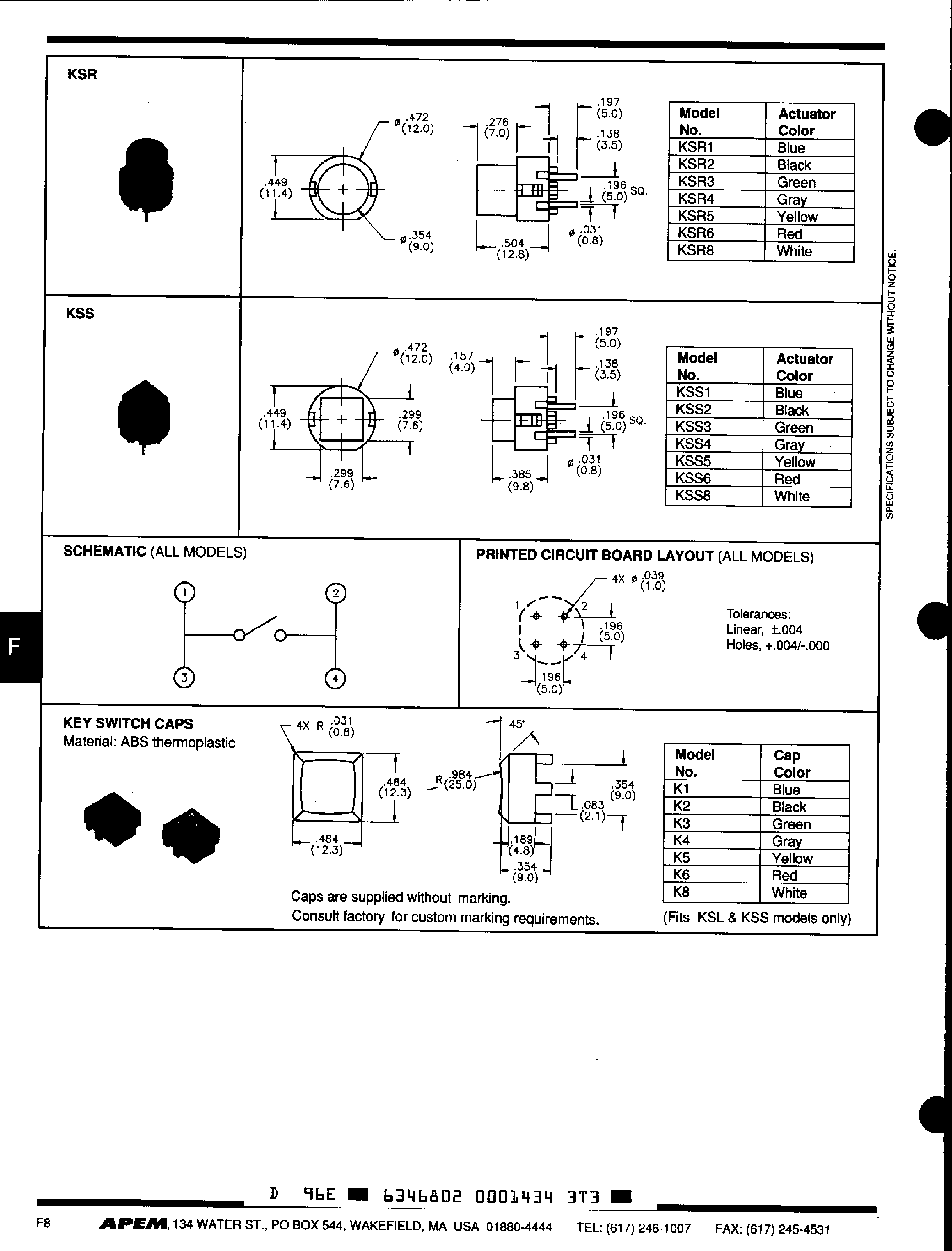 Даташит на микросхему KSS2 страница 2 Даташит KSS2 - KS Series Key Switches страница 2