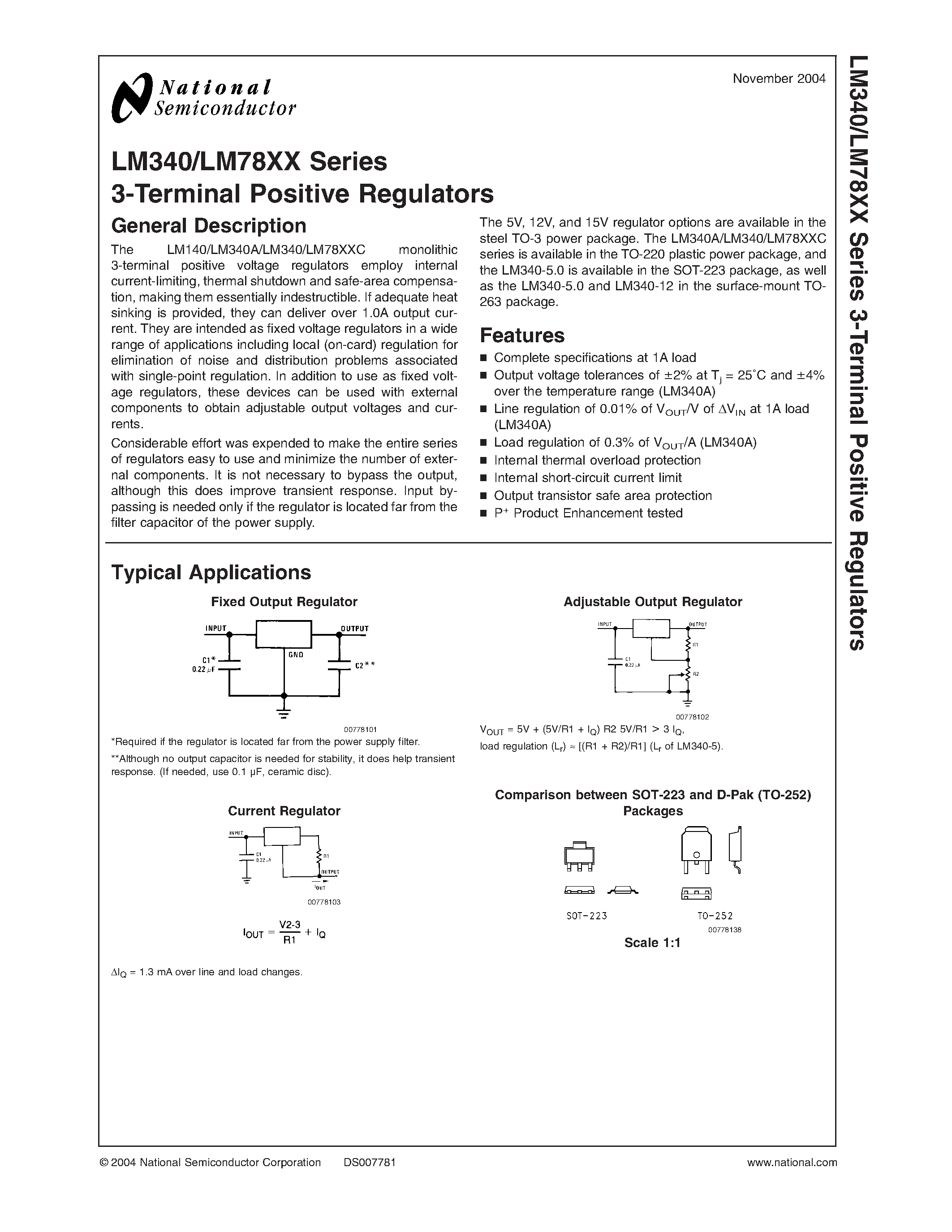 Datasheet LM140A - Series 3-Terminal Positive Regulators page 1