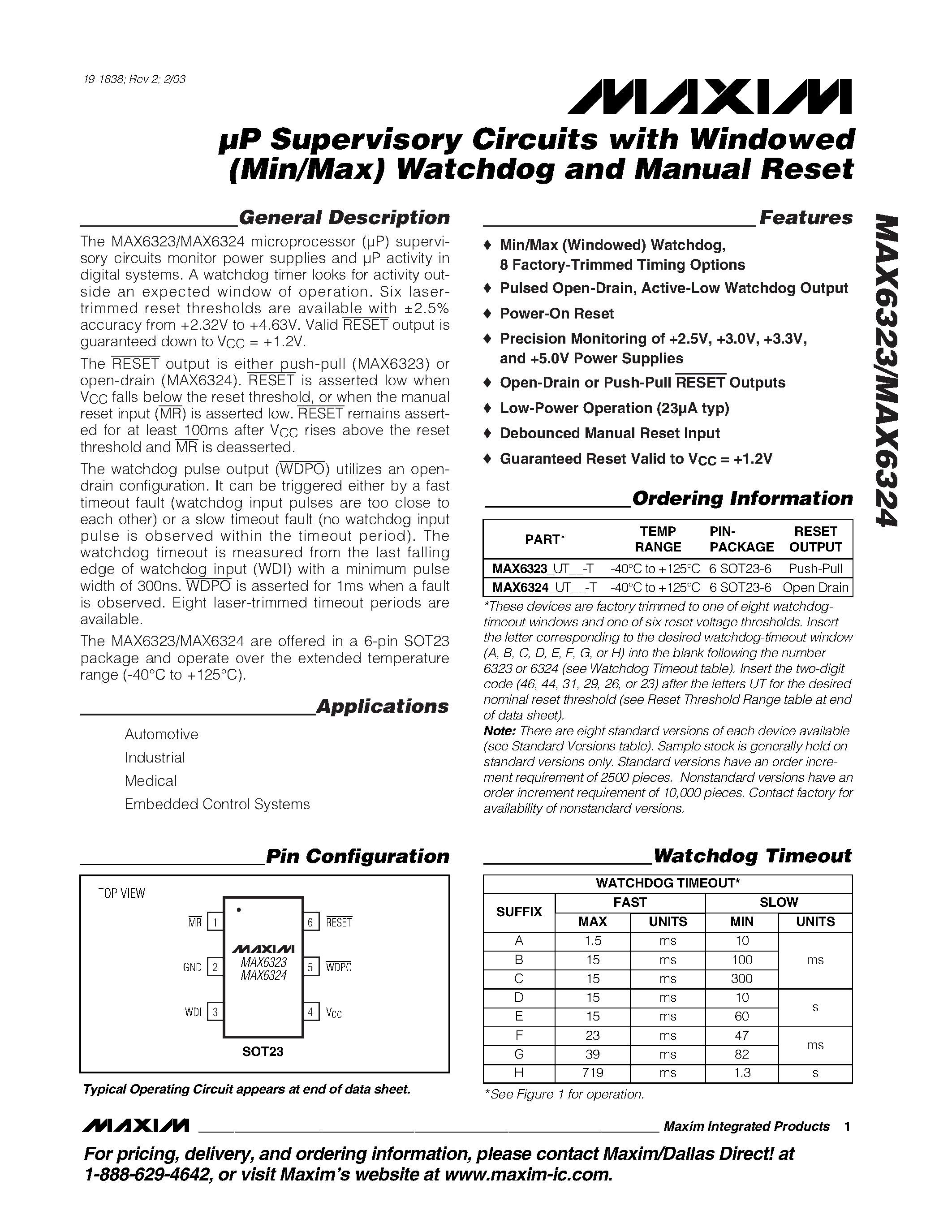 Datasheet MAX6324_UT__-T - page 1
