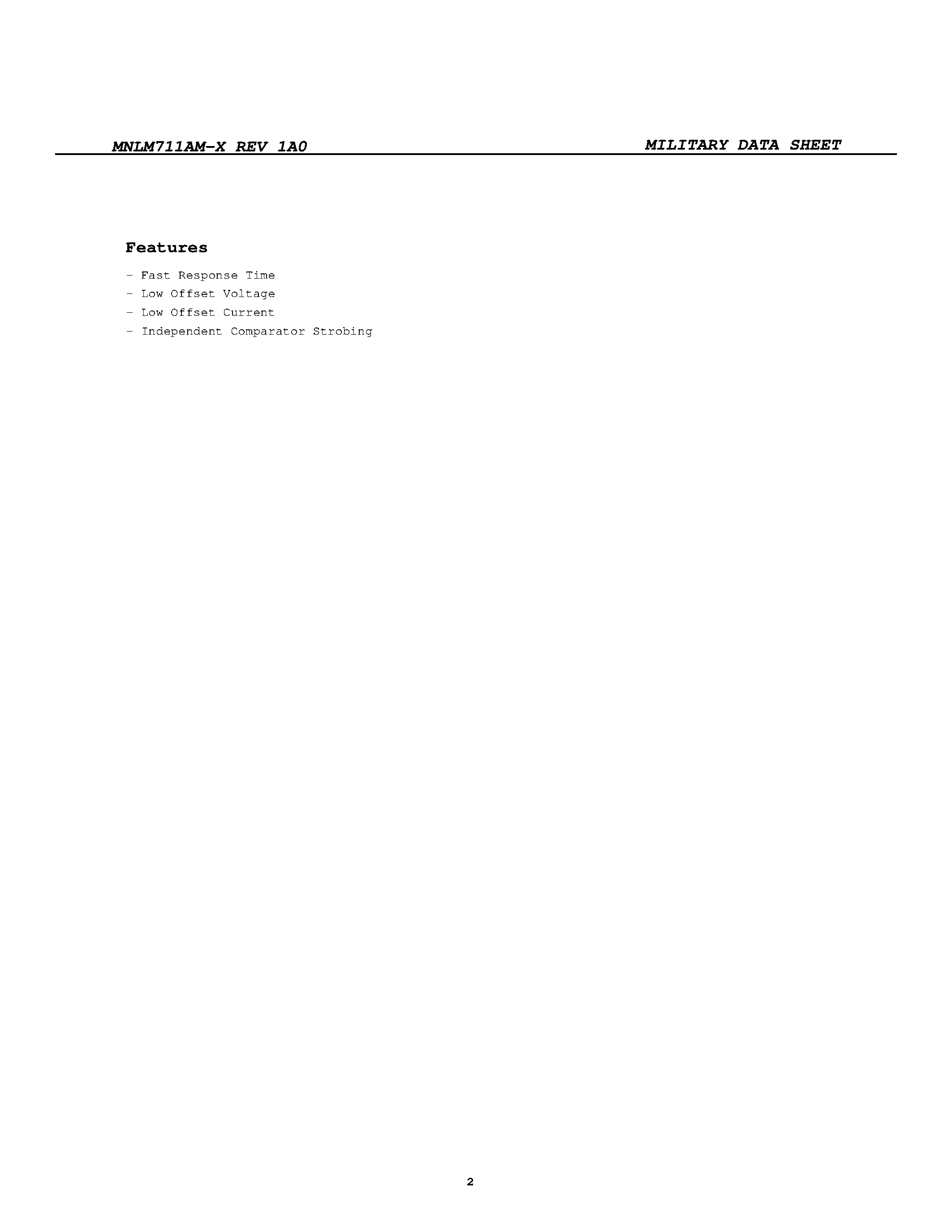 Datasheet MNLM711AM-X page 2 Datasheet MNLM711AM-X - DUAL HIGH SPEED DIFFERENTIAL COMPARATOR page 2