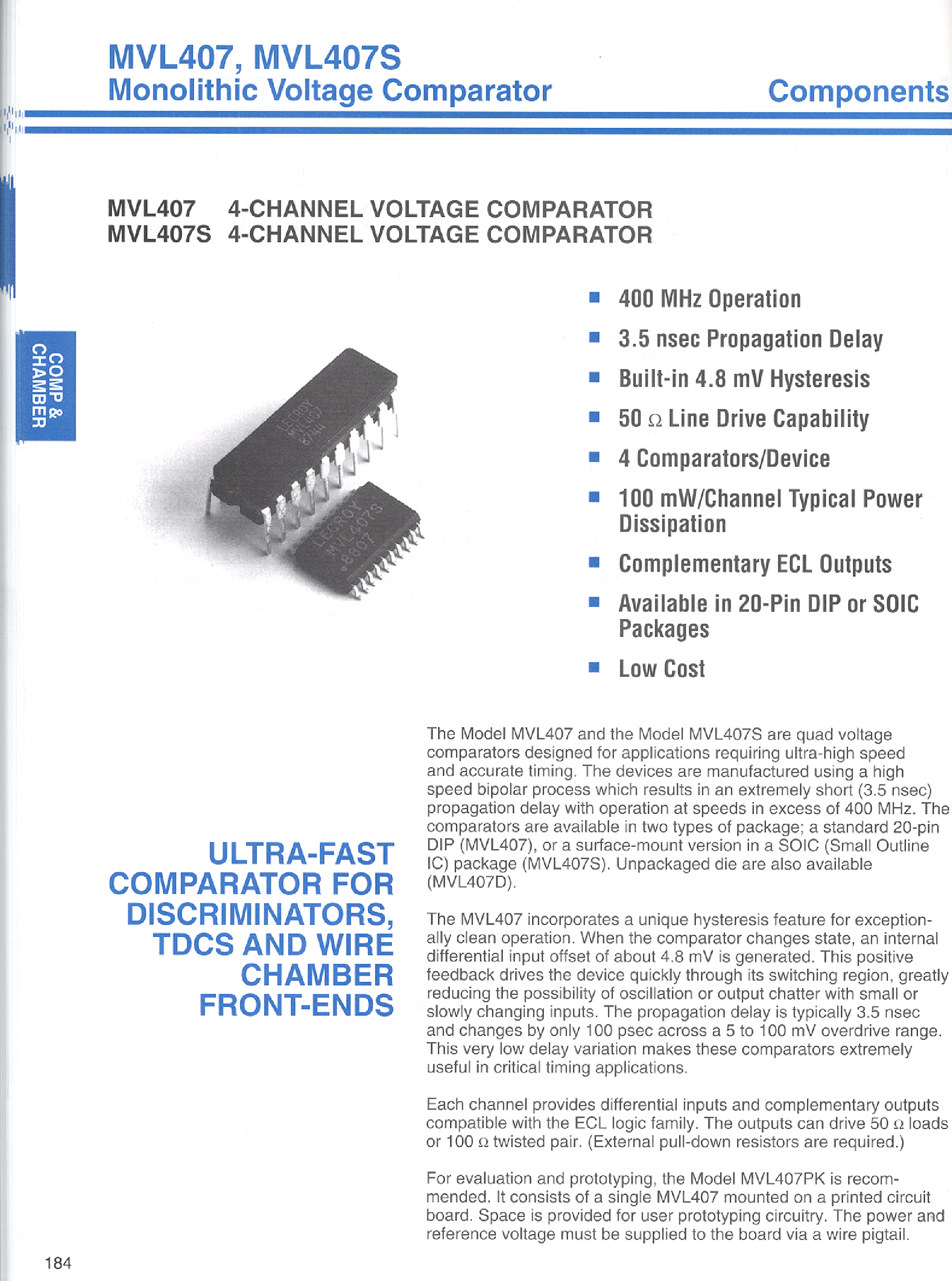 Datasheet MVL407S - 4 CHANNEL VOLTAGE COMPARATOR page 1