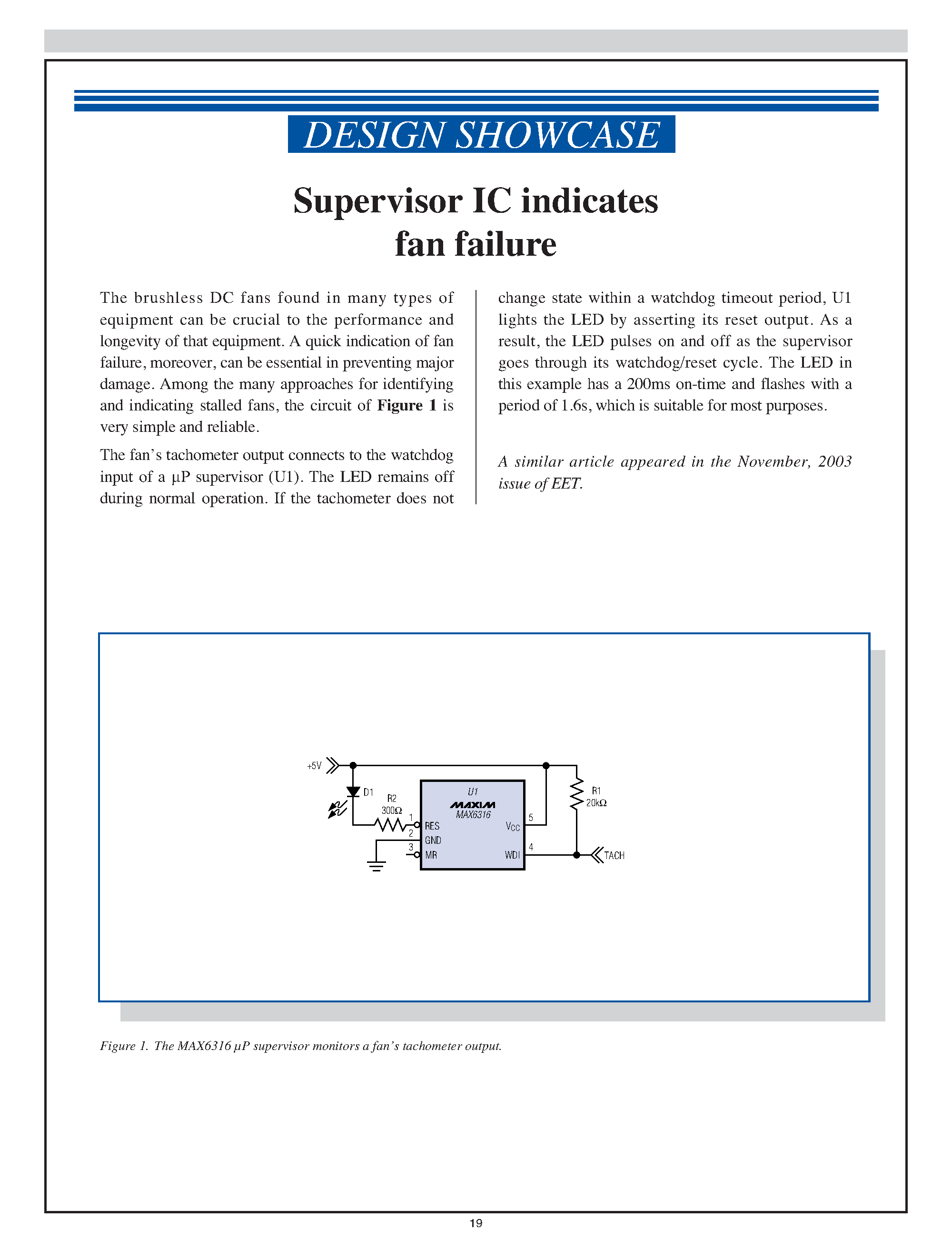 Datasheet A5219 - Supervisor IC indicates fan failure page 1