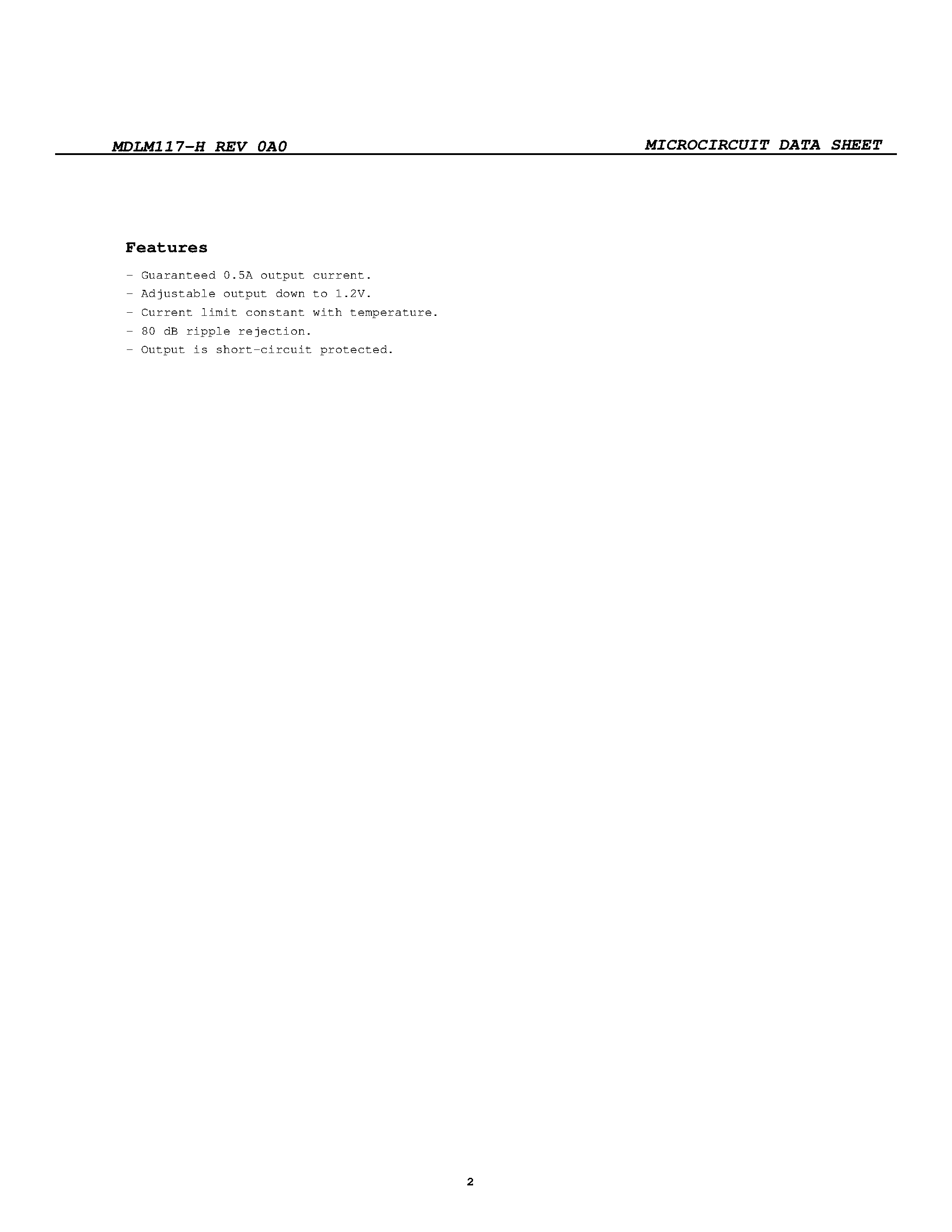 Datasheet LM117H-SMD - POSITIVE THREE TERMINAL ADJUSTABLE VOLTAGE REGULATOR page 2