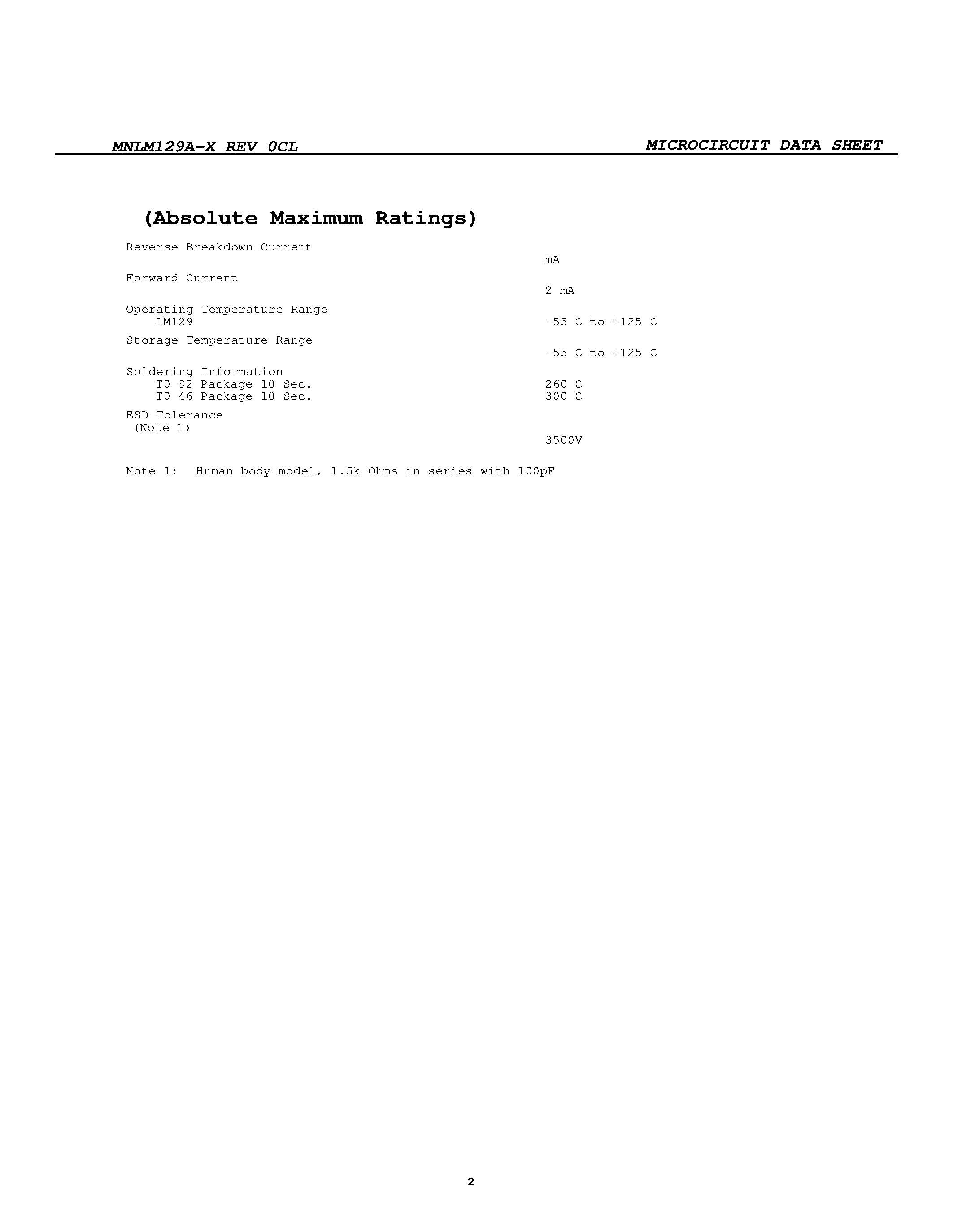 Datasheet LM129AH-SMD - PRECISION REFERENCE page 2