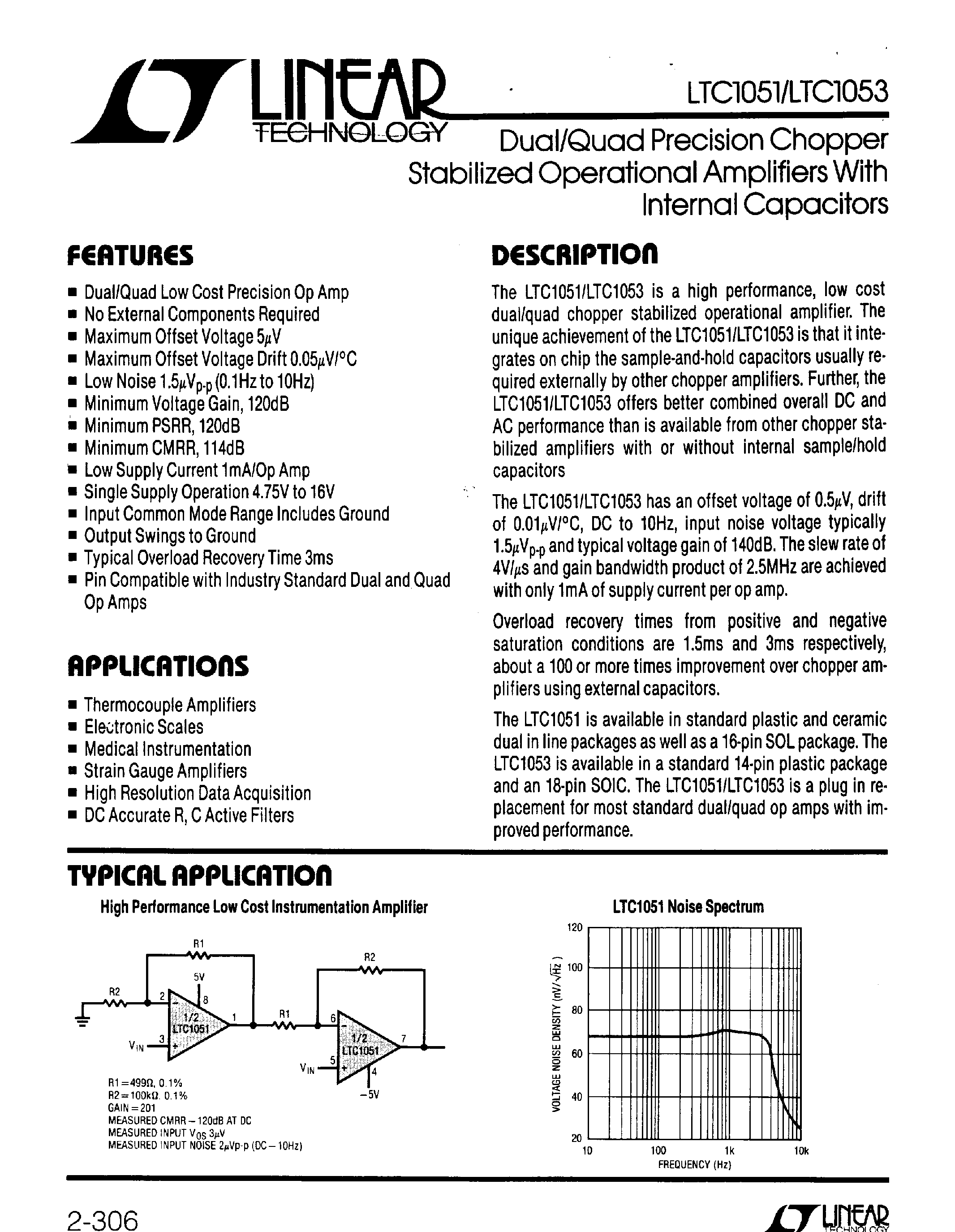 Datasheet LTC1051ACJ8 - Dual/Quad Precision Chopper Stabilized Operational Amplifiers with Internal Capacitors page 1