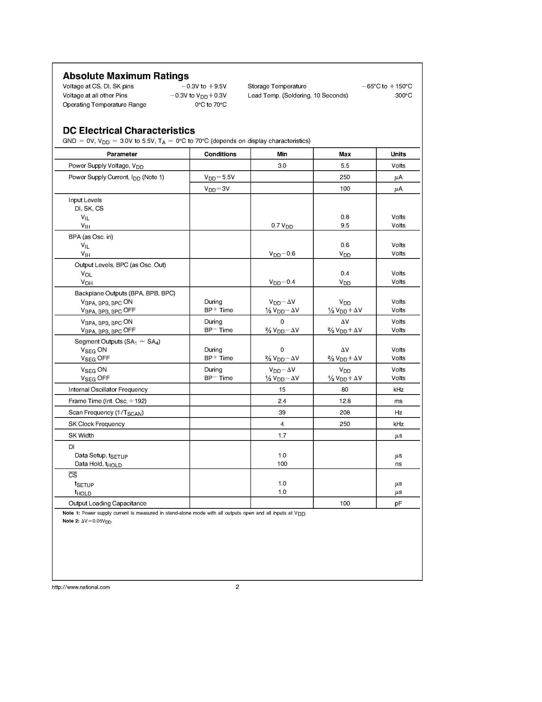 Даташит на микросхему COP472-3 страница 2 Даташит COP472-3 - COP472-3 Liquid Crystal Display Controller страница 2