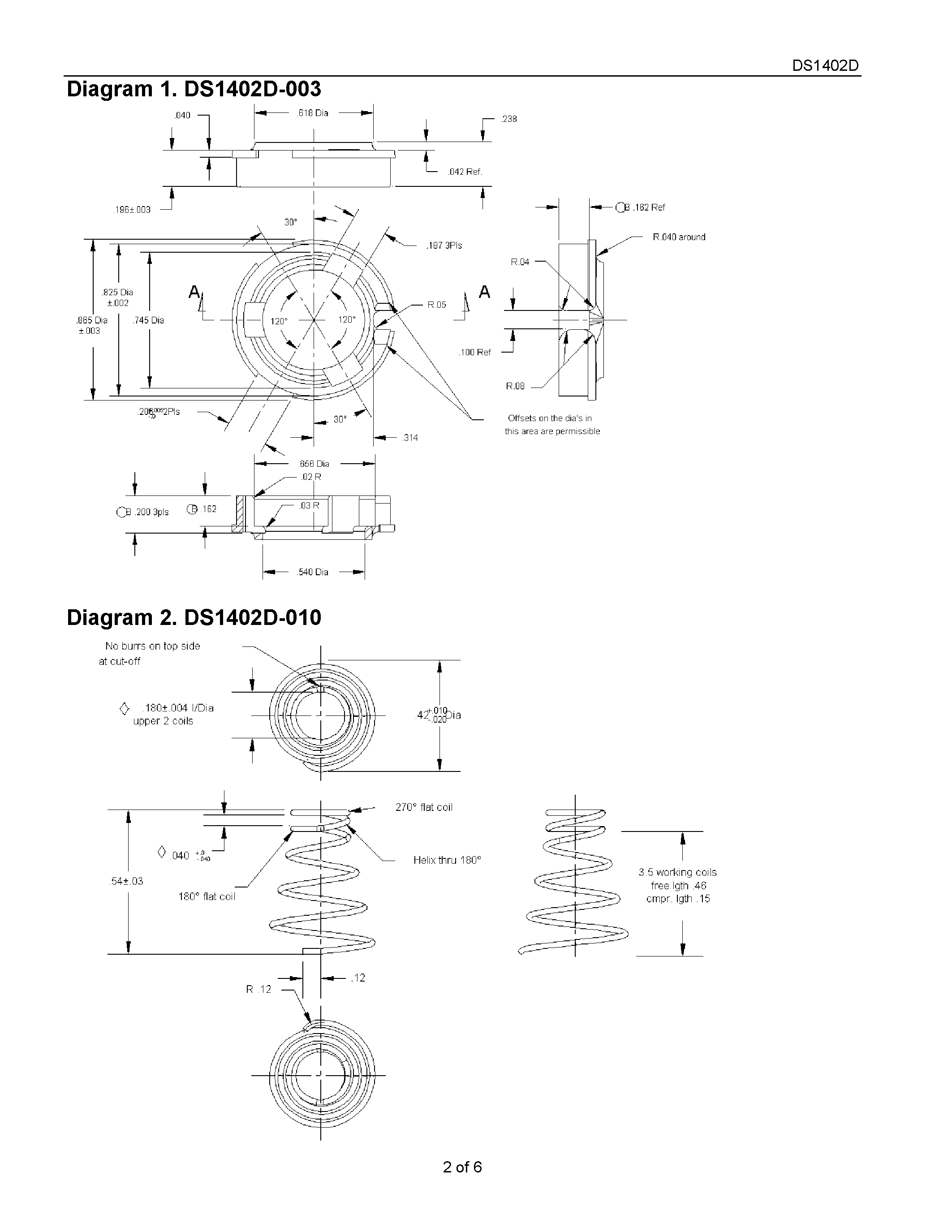Datasheet DS1402D-10 page 2 Datasheet DS1402D-10 - iButton Probe Component Parts page 2