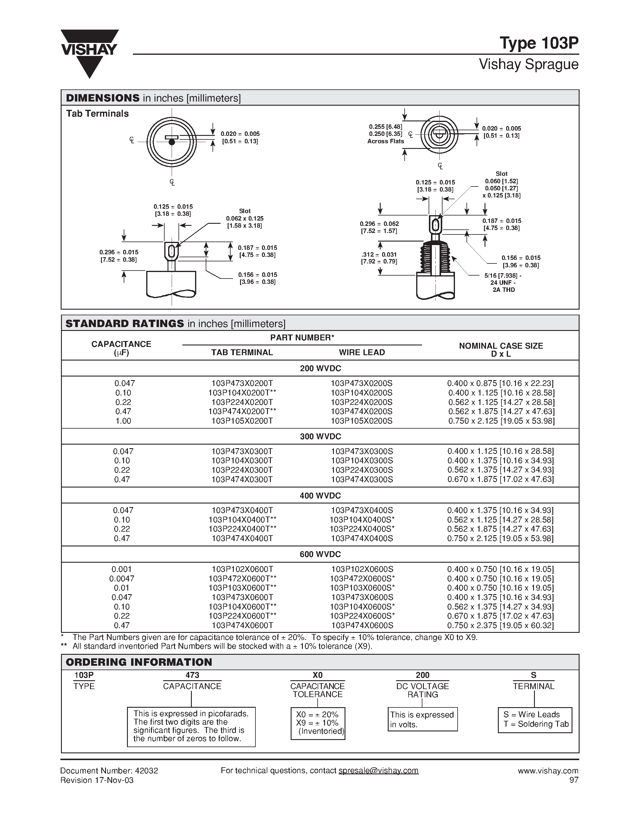 Datasheet 103P104X0400S - Paper Capacitors Metal Case/ Film/Foil/ 10 Ampere Thru-Pass/ Subminiature page 2