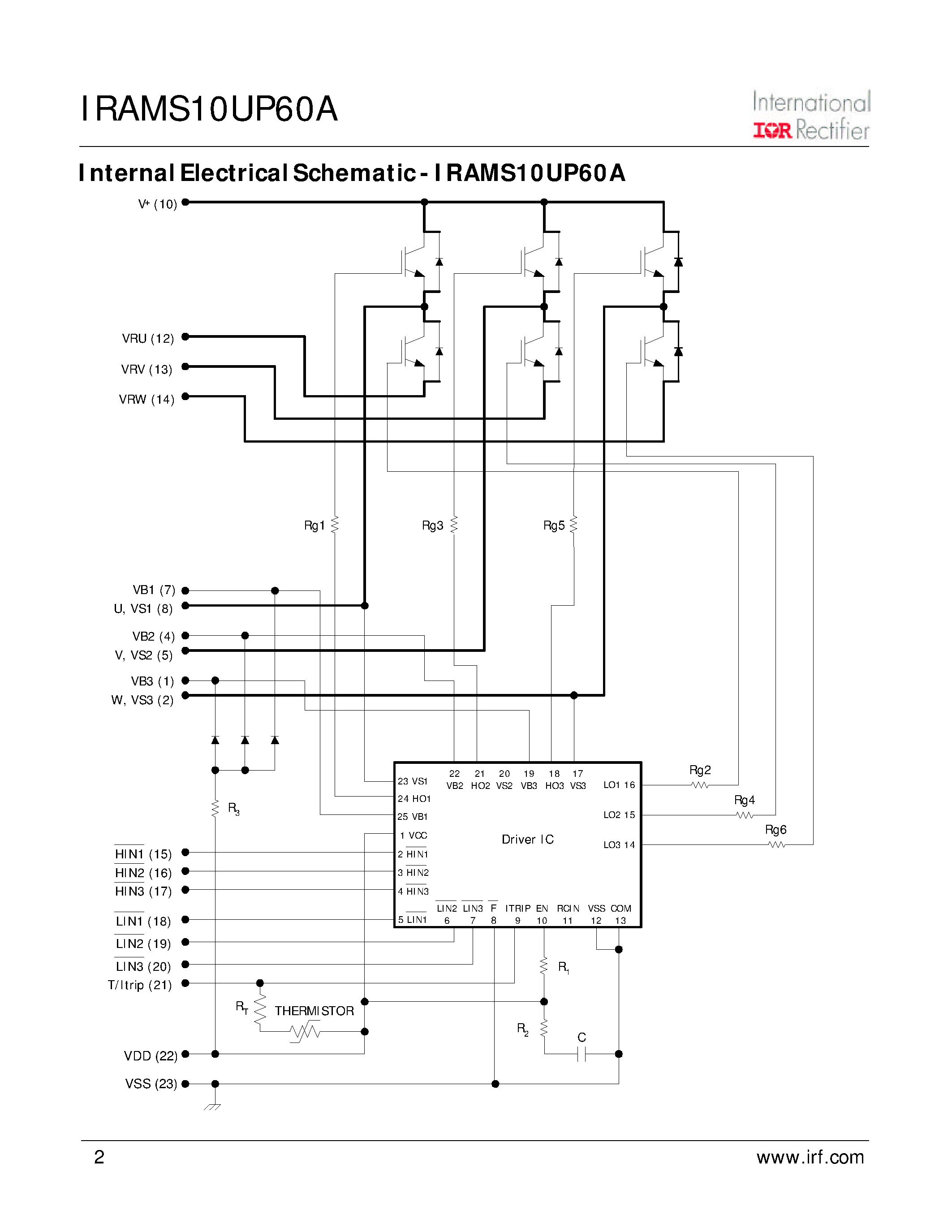 Datasheet IRAMS10UP60A - Plug N DriveTM Integrated Power Module for Appliance Motor Drive page 2