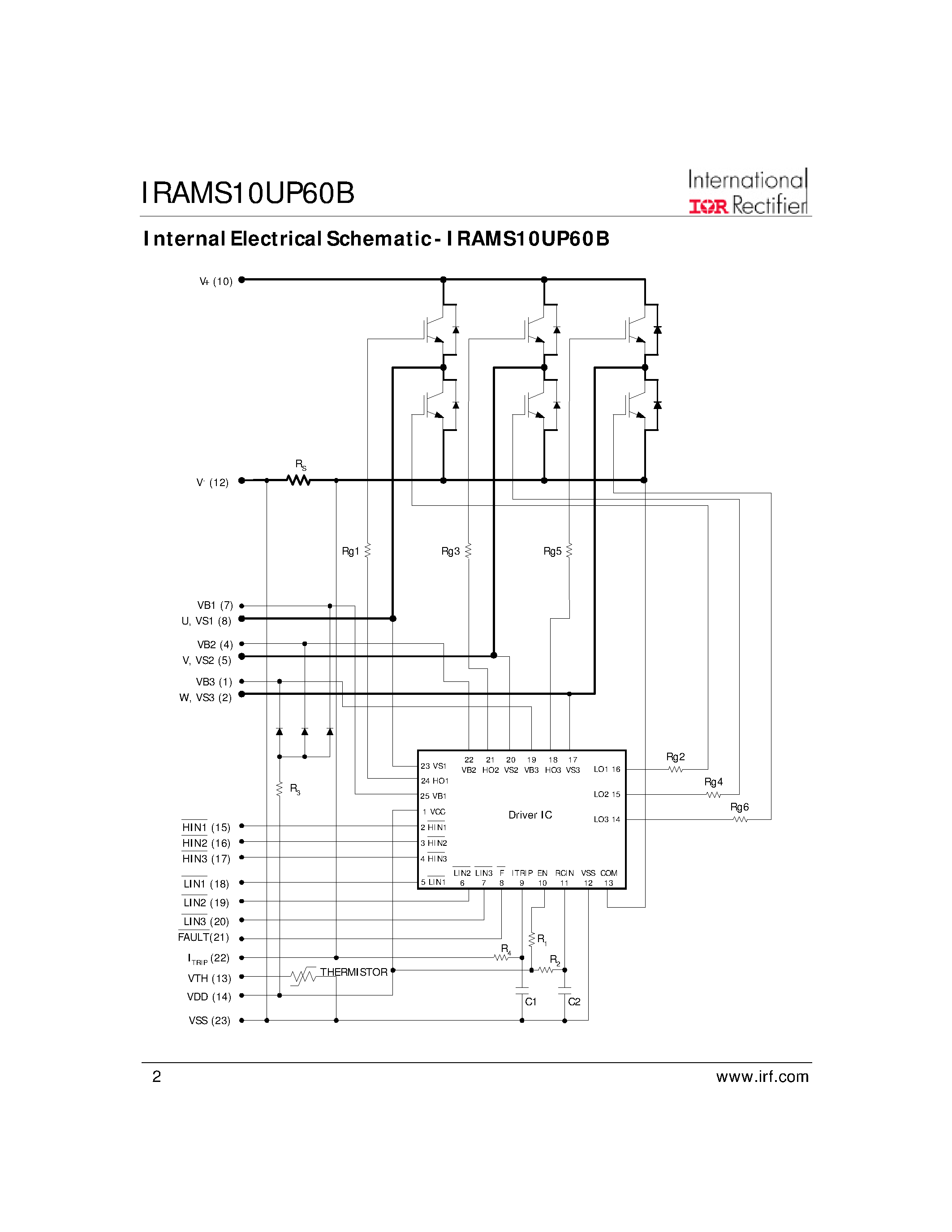 Даташит на микросхему IRAMS10UP60B страница 2 Даташит IRAMS10UP60B - Plug N DriveTM Integrated Power Module for Appliance Motor Drive страница 2