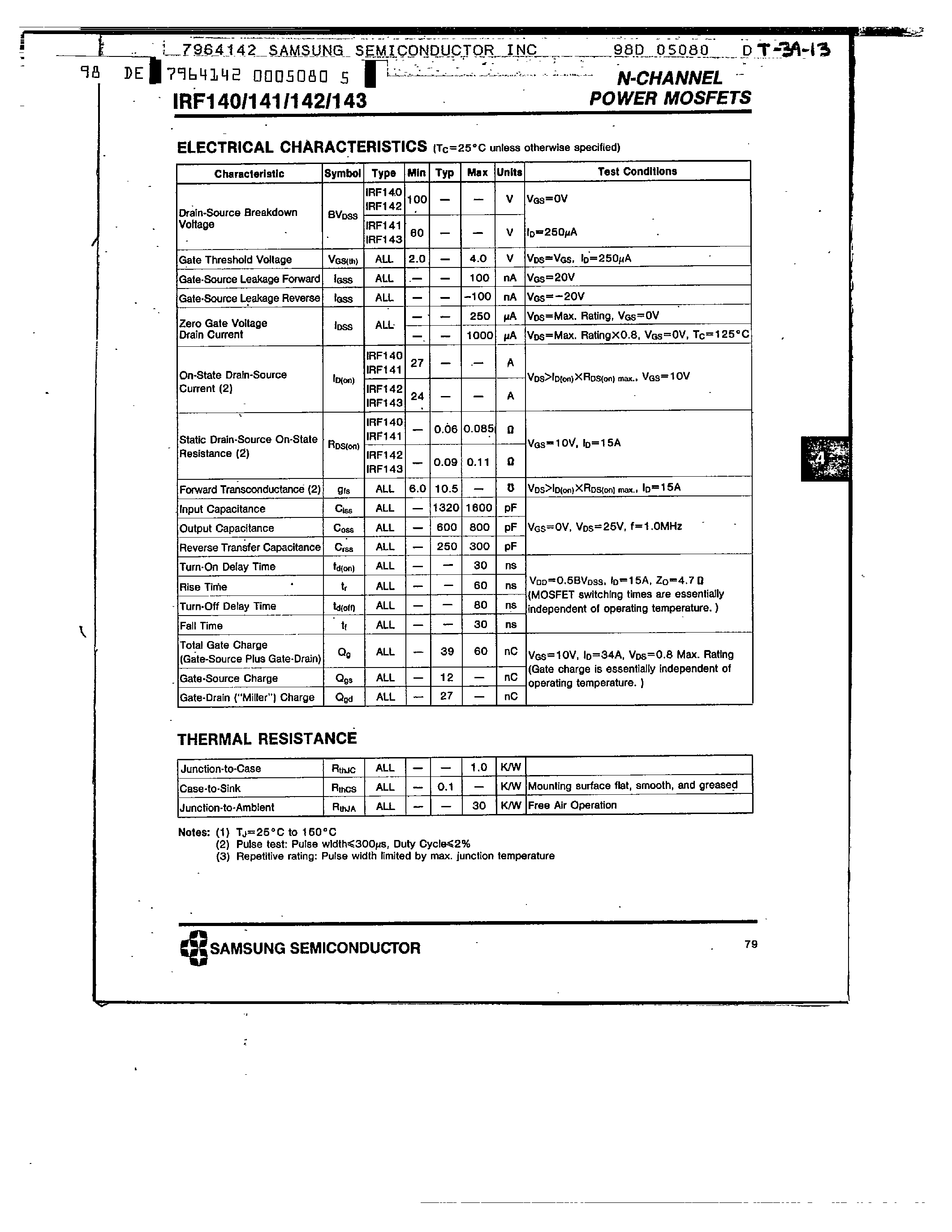 Datasheet IRF143 - N-CHANNEL POWER MOSFETS page 2