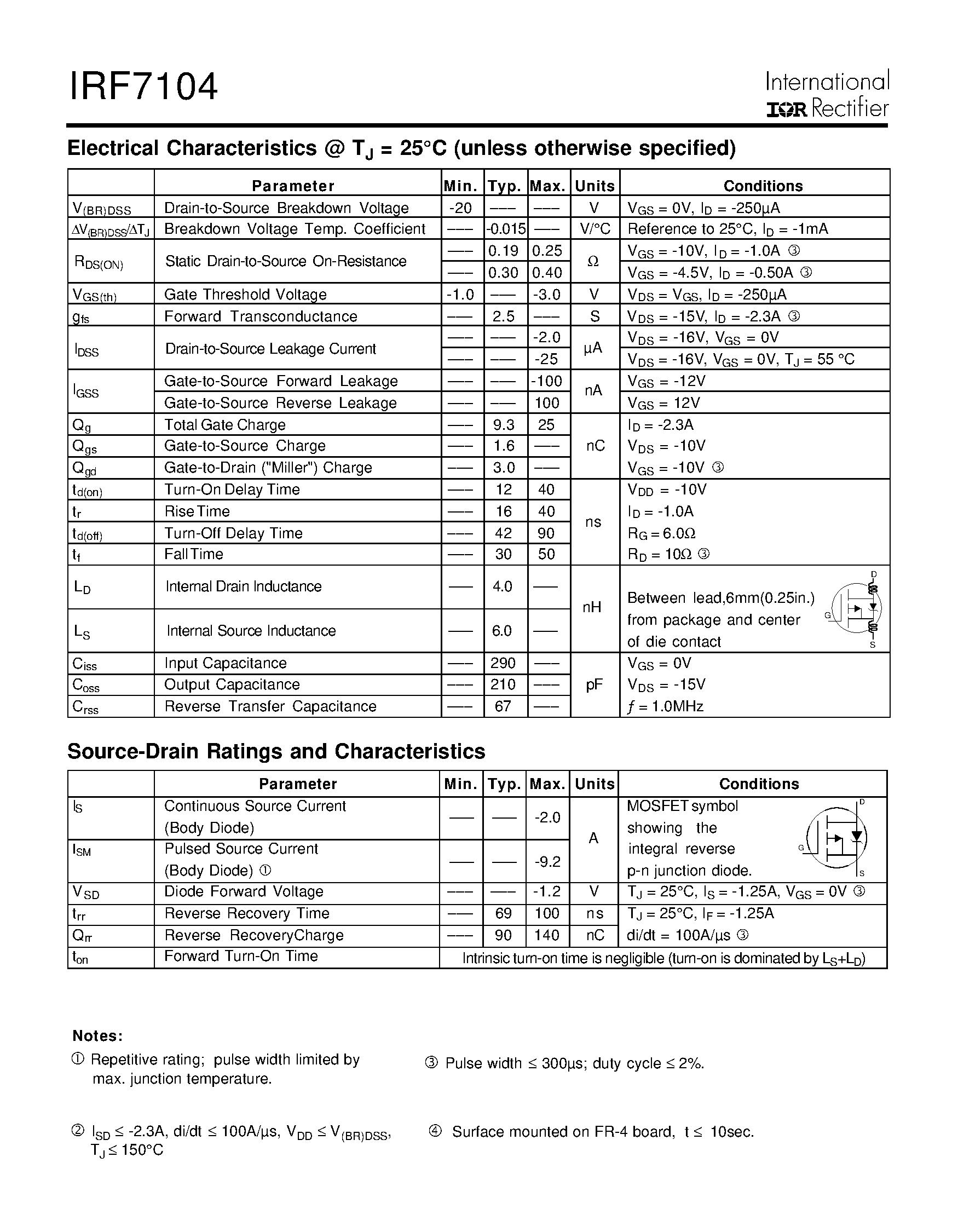 Datasheet IRF7104 page 2 Datasheet IRF7104 - HEXFET Power MOSFET page 2