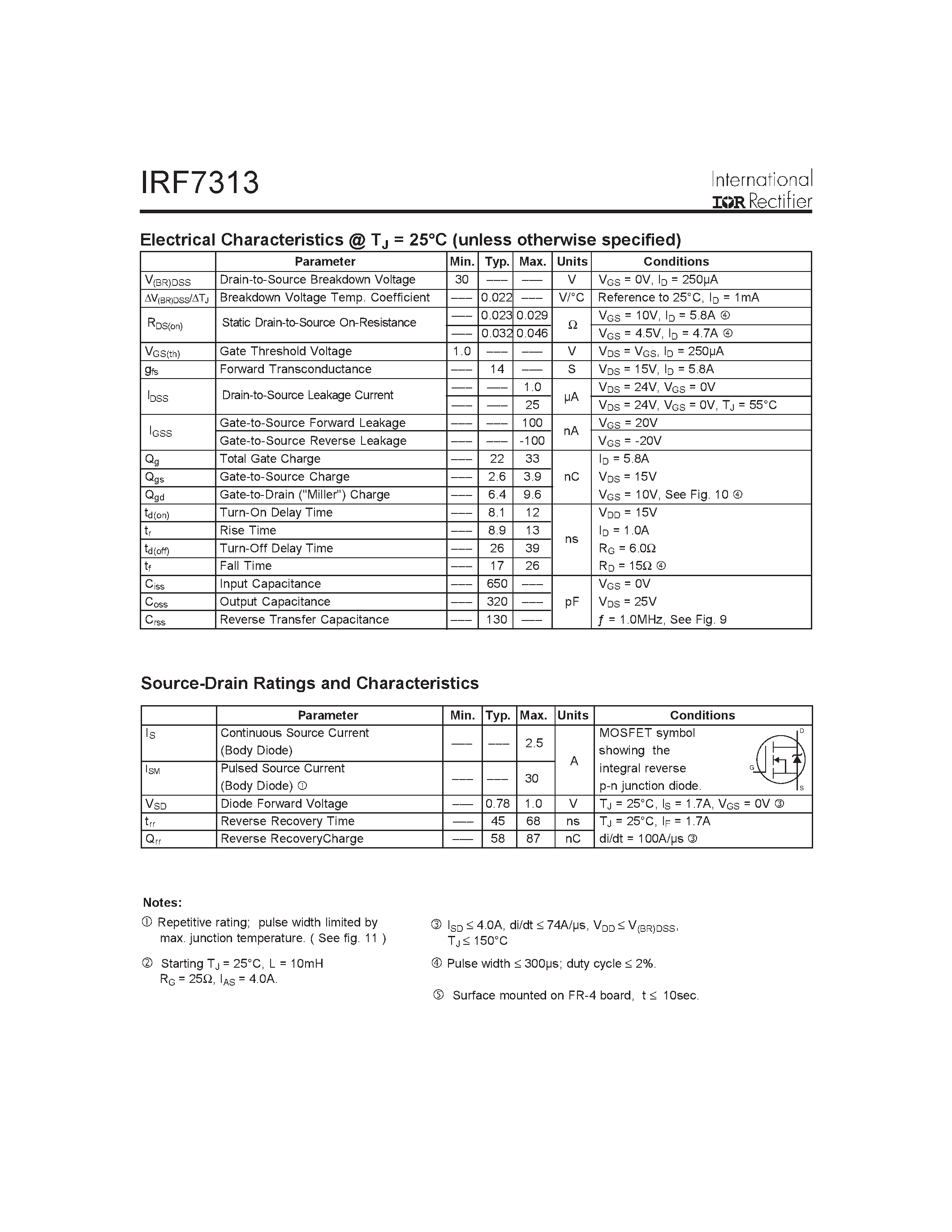 Datasheet IRF7313 - HEXFET POWER MOSFET page 2