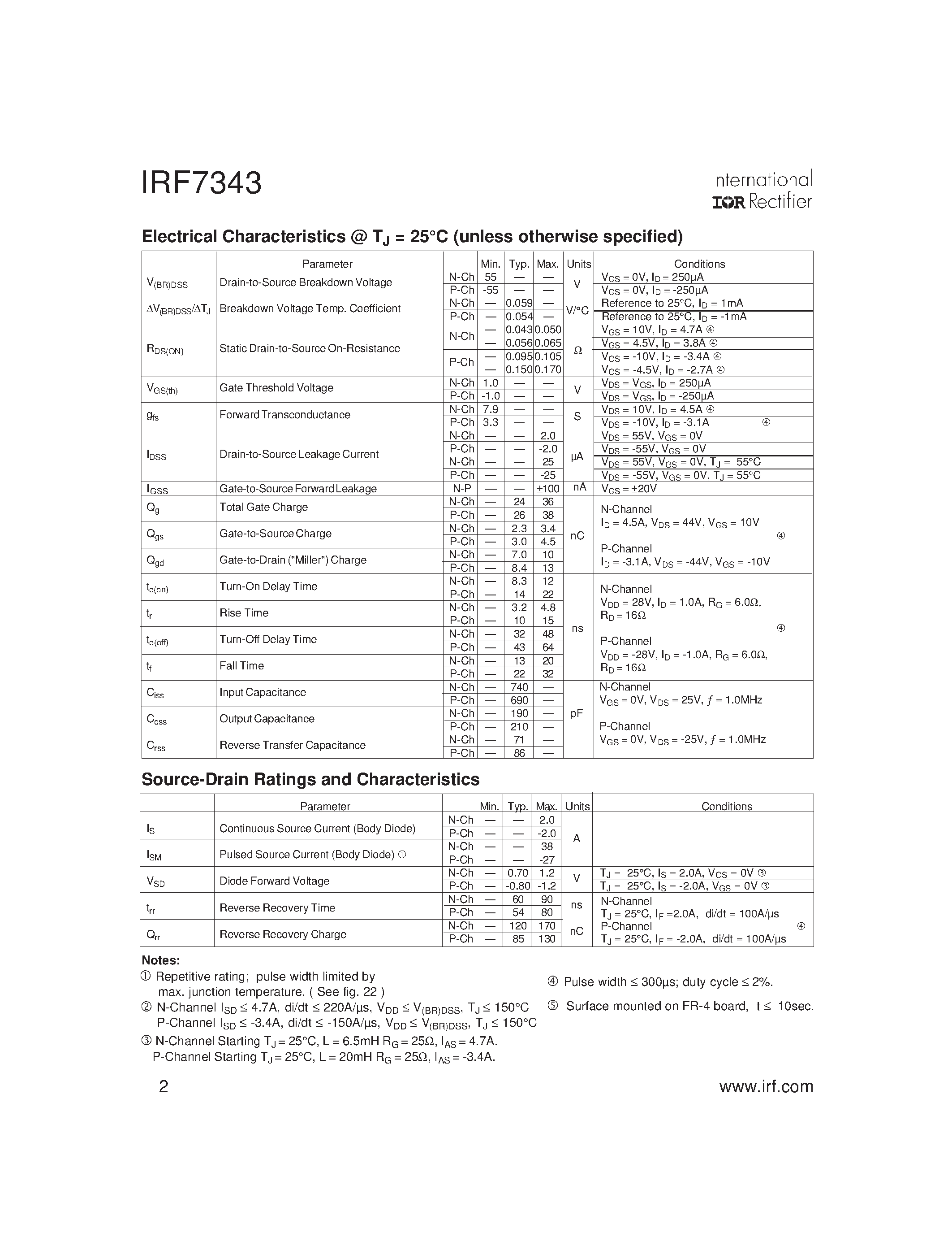 Datasheet IRF7343 - HEXFET Power MOSFET page 2