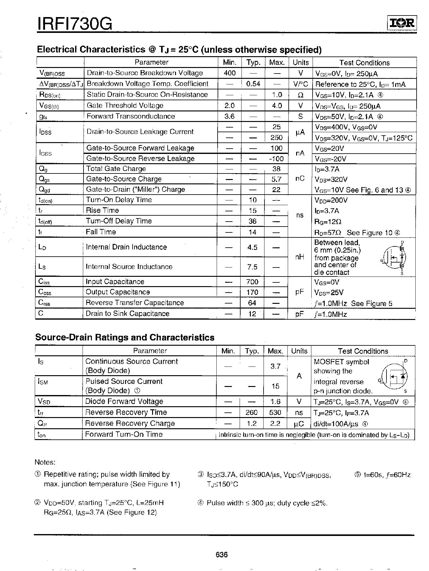 Datasheet IRFI730G - HEXFET POWER MOSFET page 2