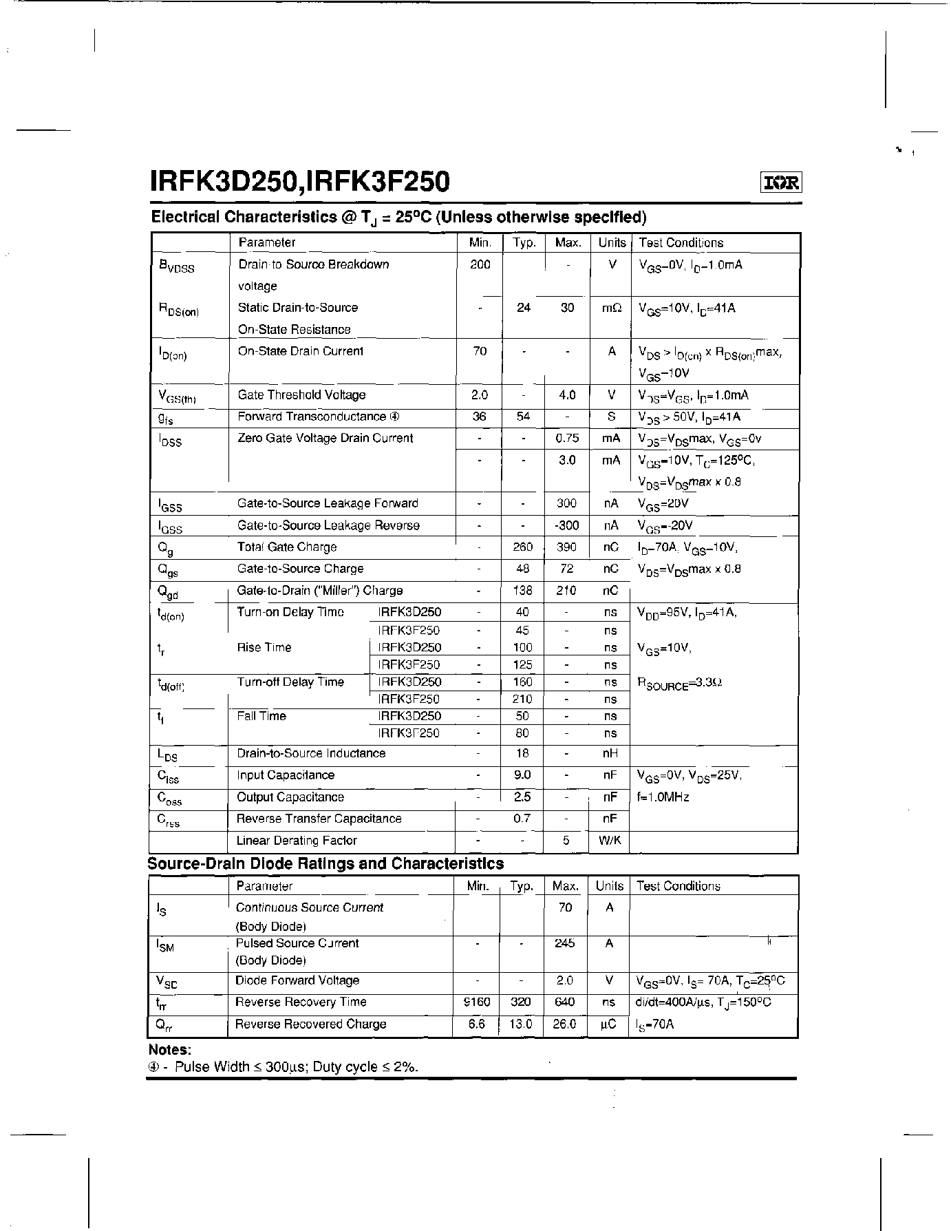 Datasheet IRFK3D250 - lsolated Base Power HEX-pak Assembly - Half Bridge Configuration page 2