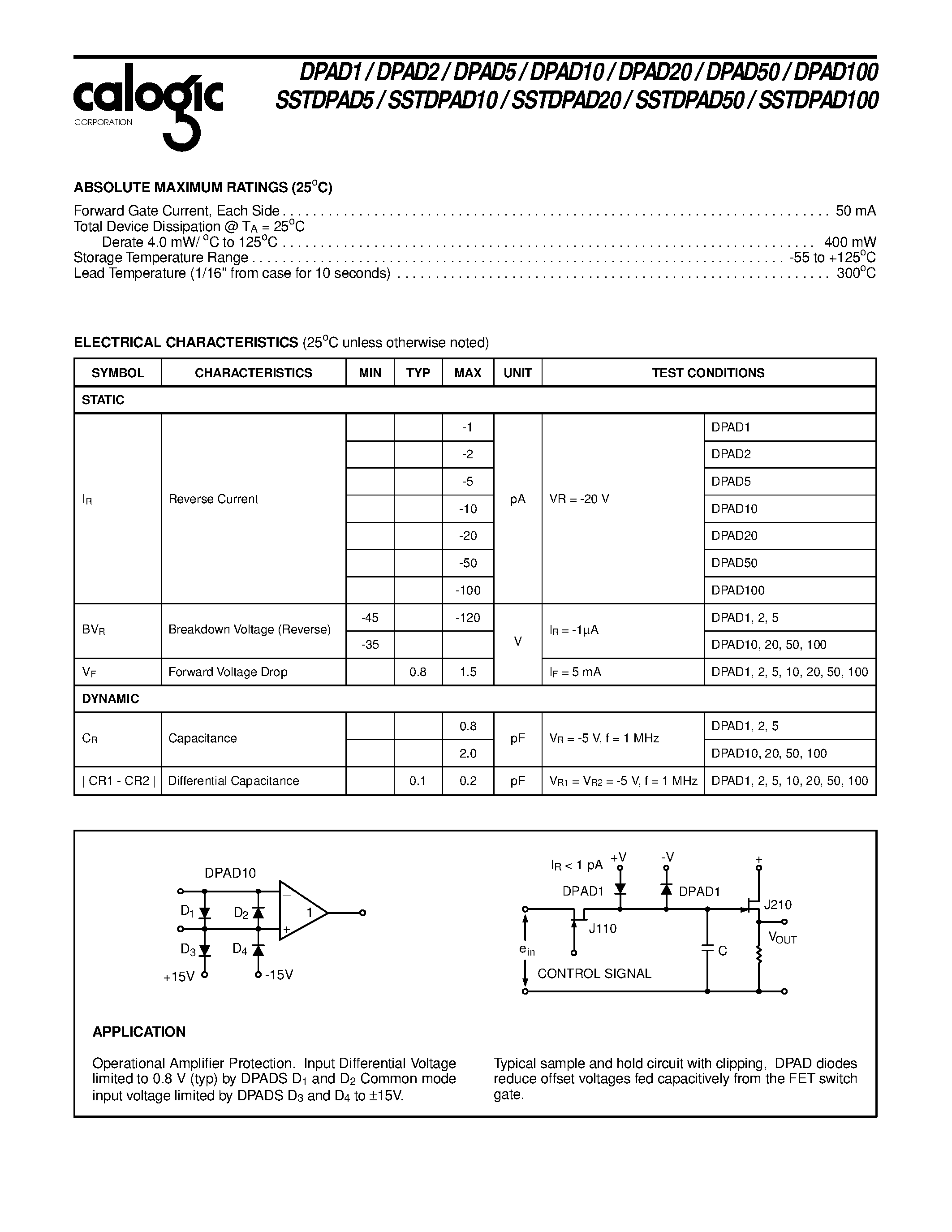 Datasheet XDPAD5100 - Dual Pico Amp Diodes page 2